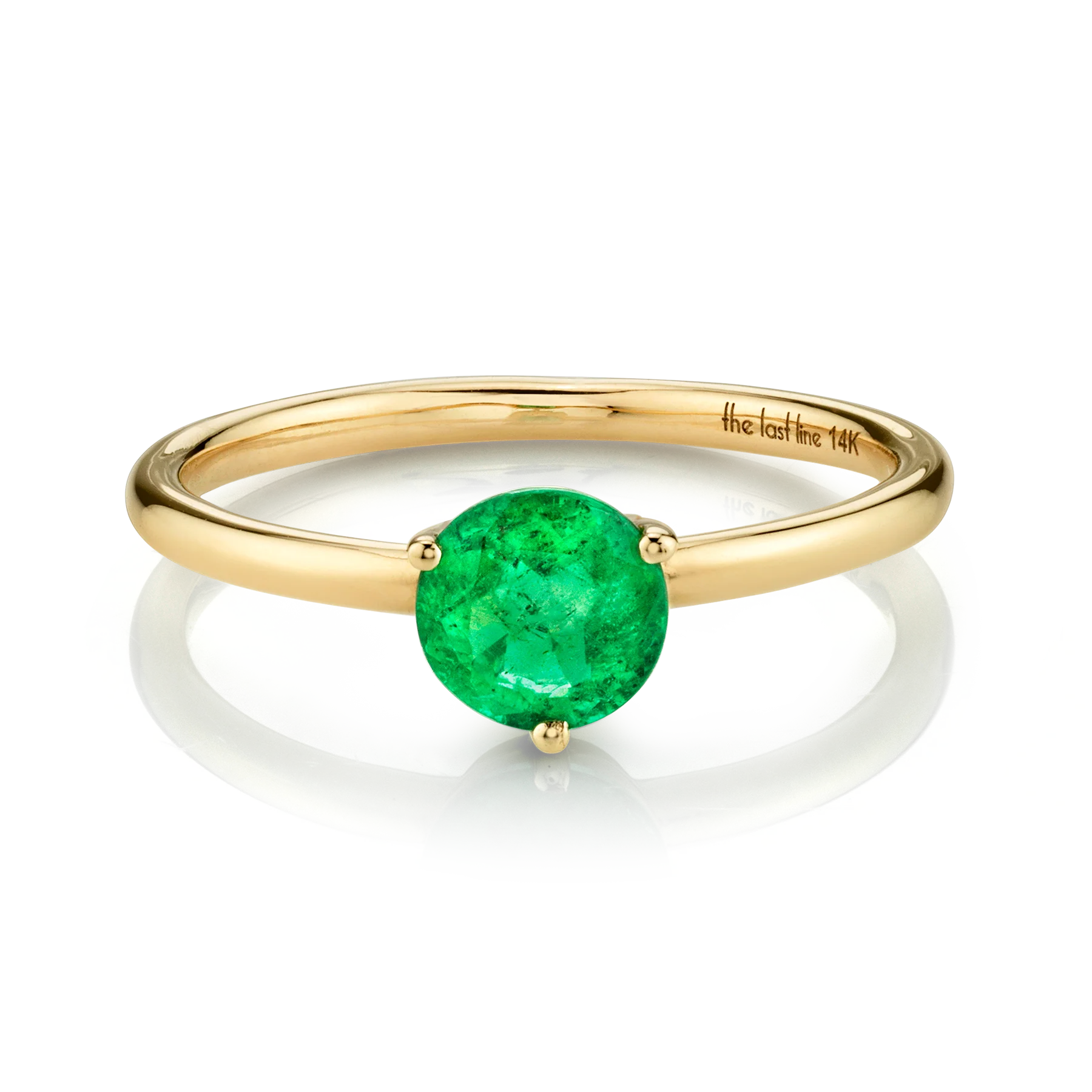 Large Solitaire Ring - Emerald / 14k Yellow Gold