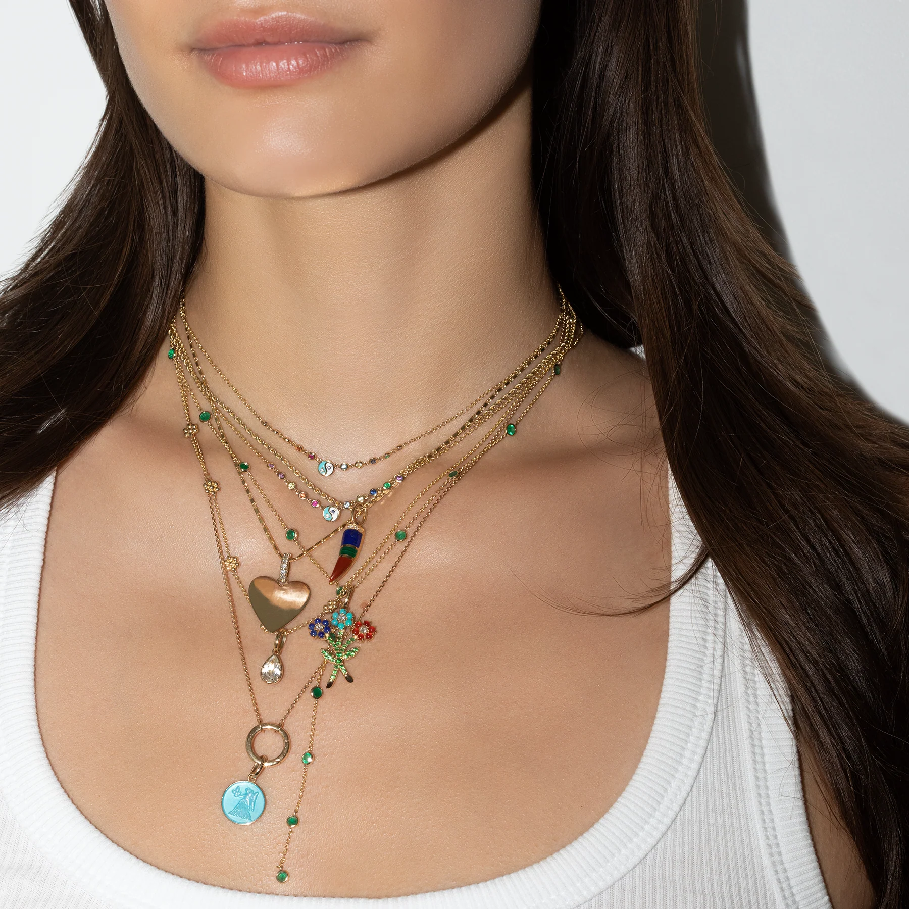 Teddy Flower Station Necklace - 14k Yellow Gold