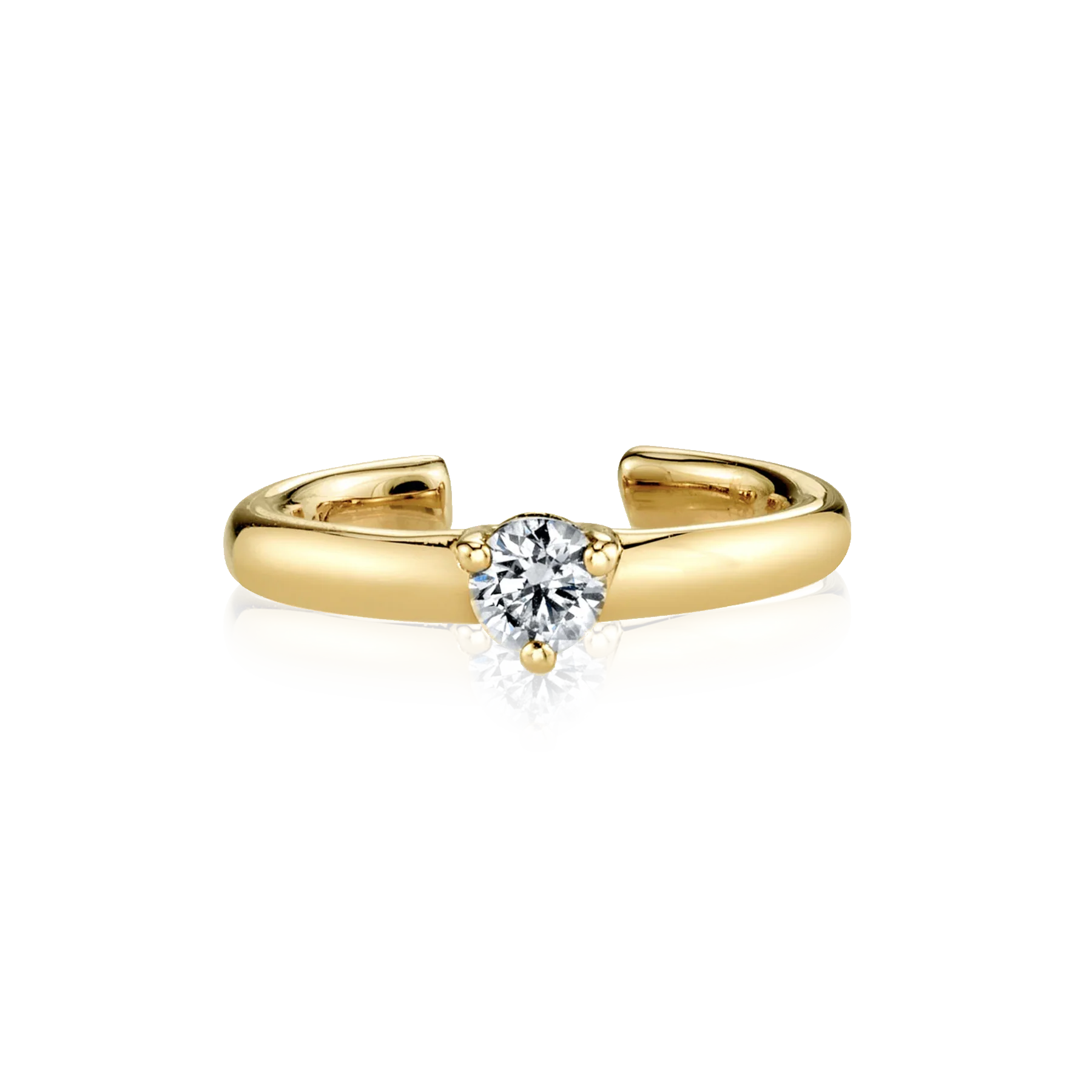 Solitaire Ear Cuff - White Diamond / 14k Yellow Gold