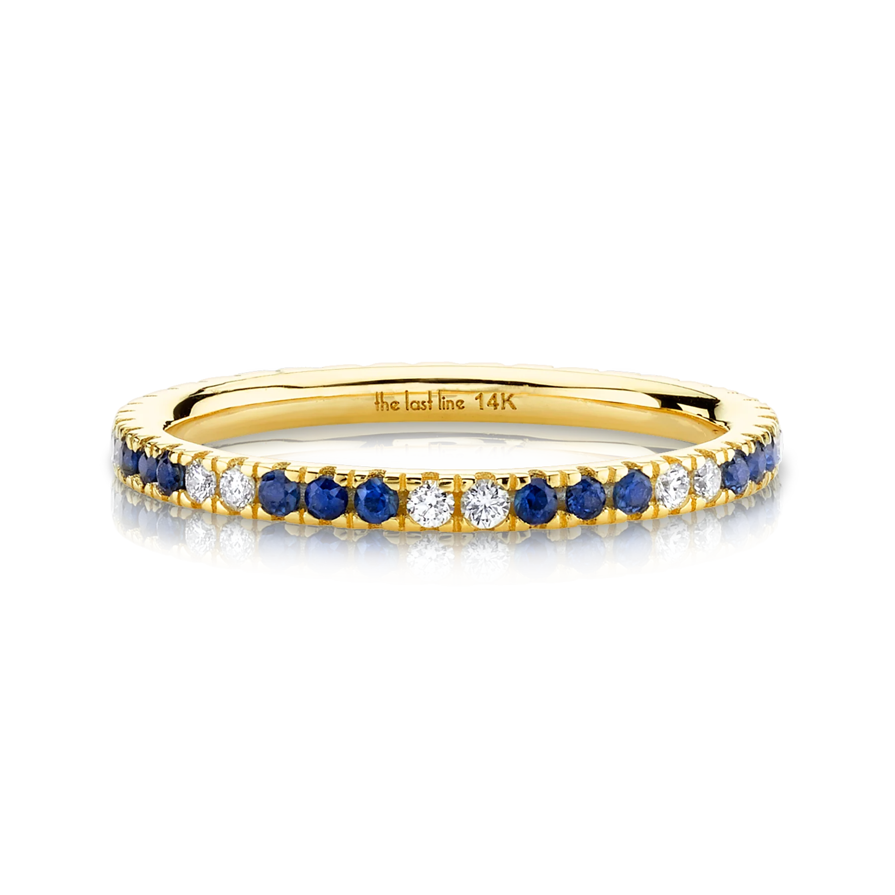 Perfect Eternity Band - White Diamond and Blue Sapphire / 14k Yellow Gold