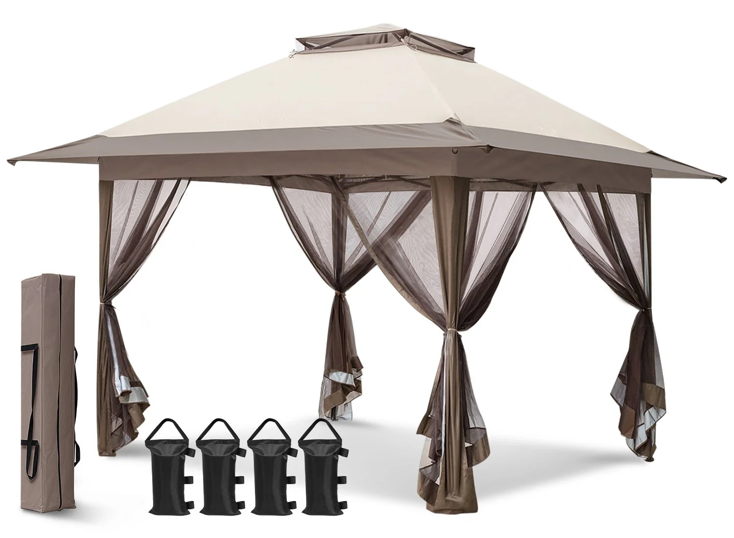 13x13 Pop Up Gazebo with Netting w/ 169 sqft of Shade