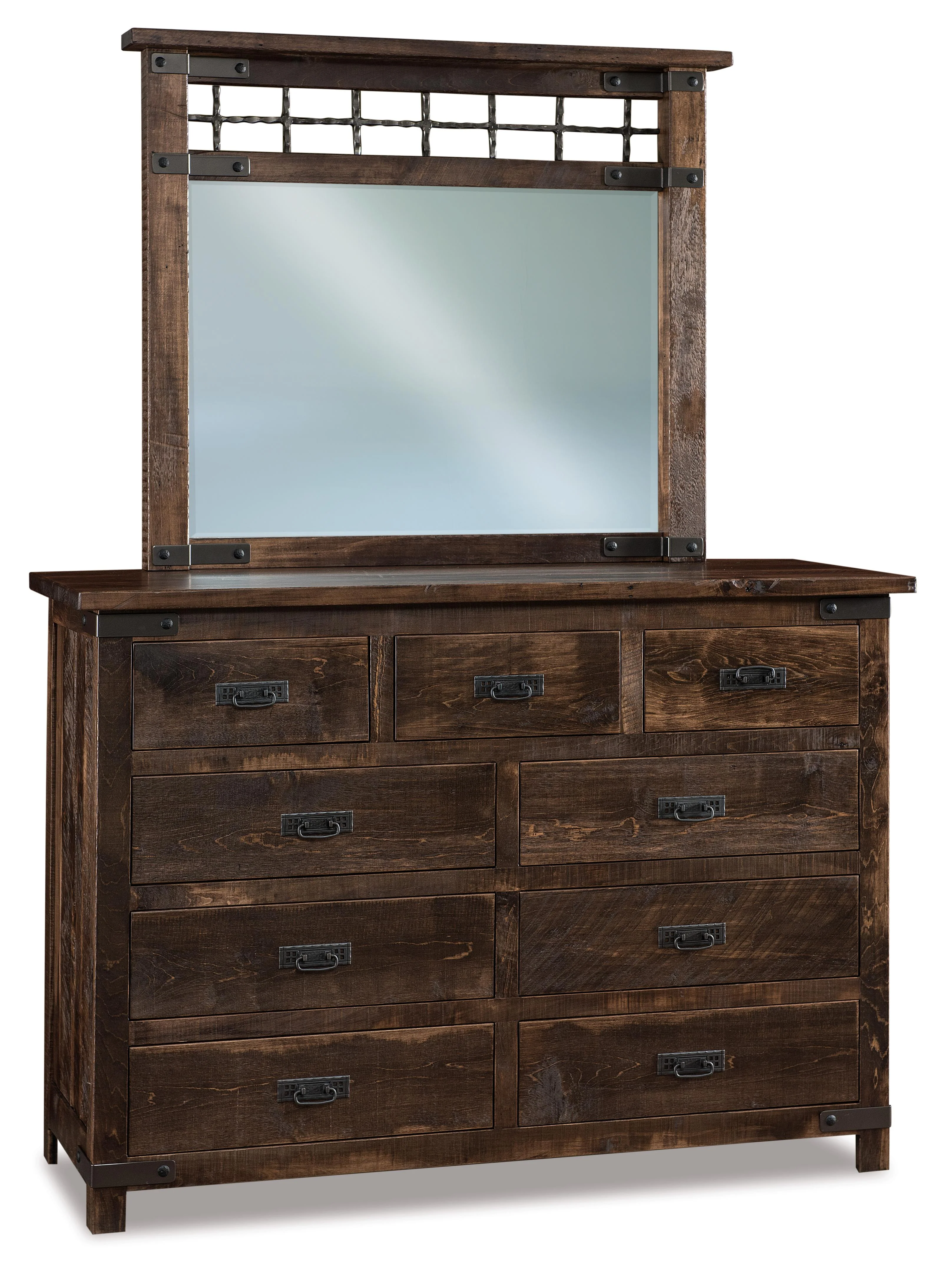 Amish Ironwood Nine Drawer Dresser