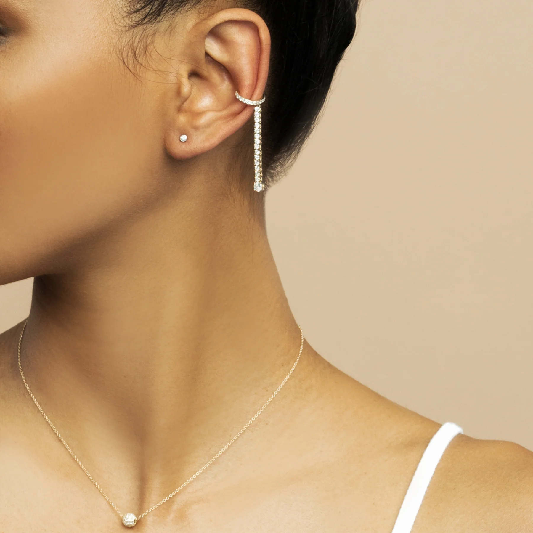 Pav��| Stud #3 - White Diamond / 14k White Gold