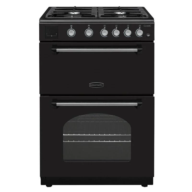 Rangemaster Classic 60cm All Gas Cooker - Black & Chrome | CLA60NGFBL/C
