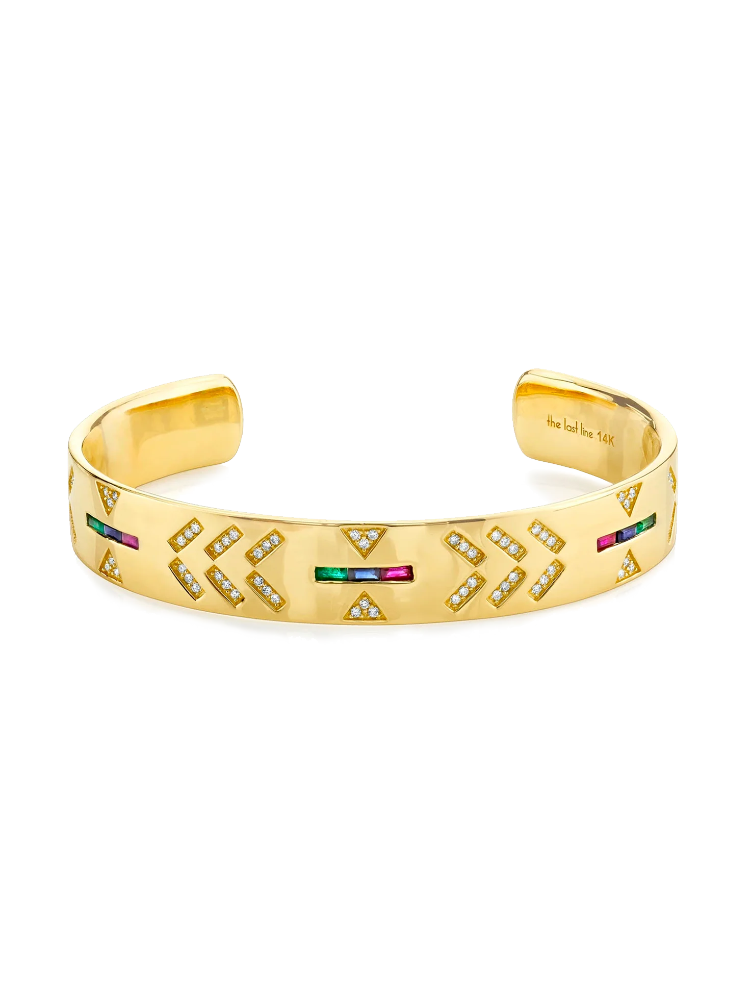 Tattoo Cuff Bracelet - White Diamond / 14k Yellow Gold