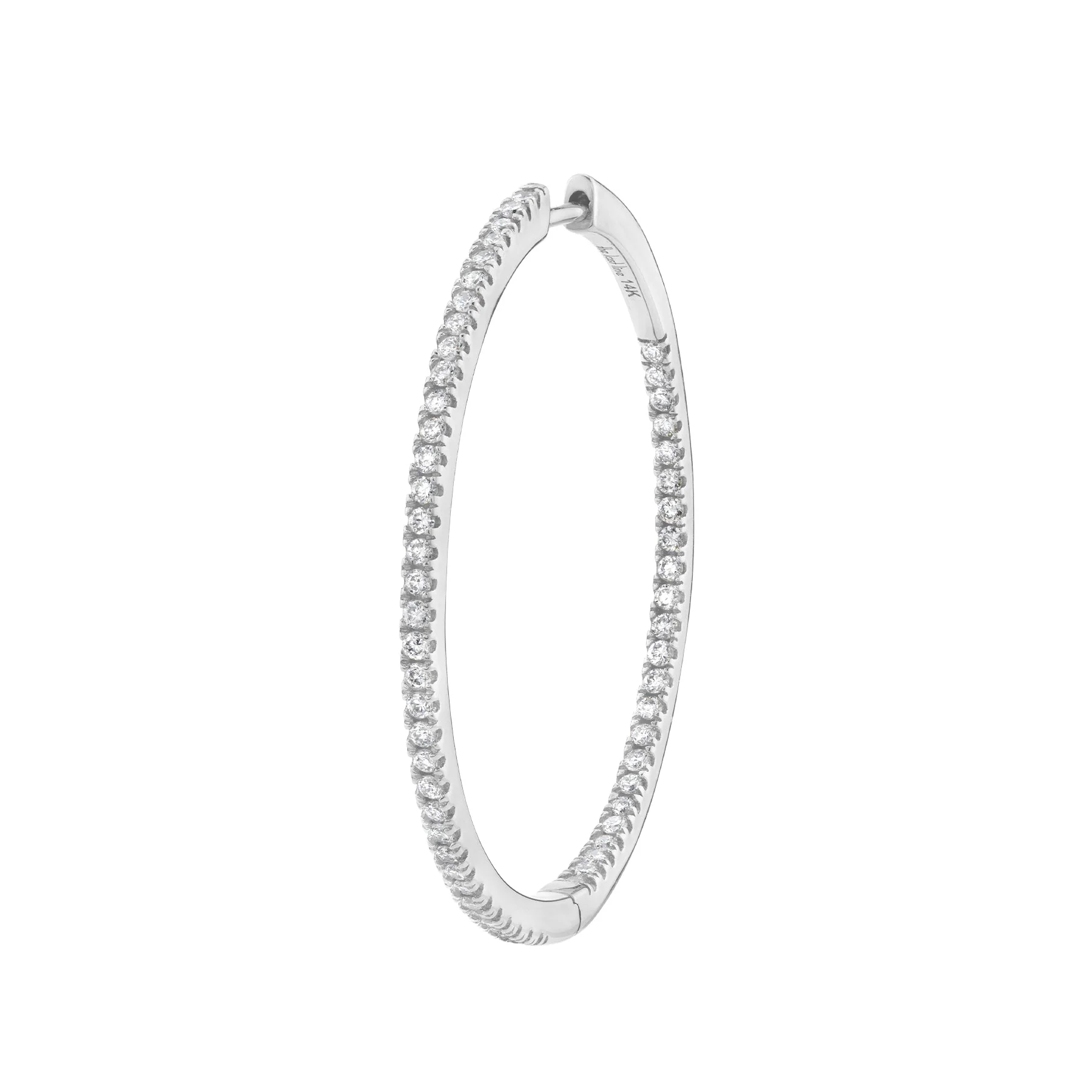 Extra Large Inside Out Hoop - White Diamond / 14k White Gold