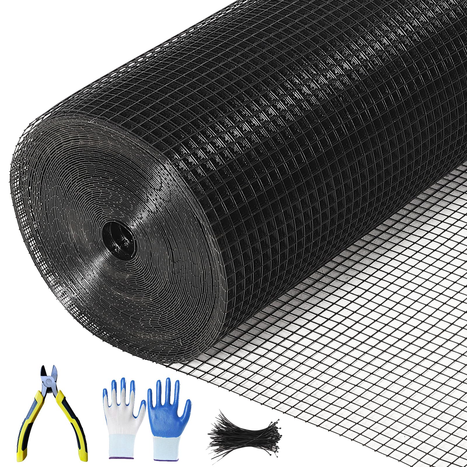 Garvee 19 Gauge Hardware Cloth 1/2 Inch 48 Inx100 Ft - Rust-Resistant, Easy-Cut Galvanized Steel Mesh - Vinyl Coated, Flexible, Black - Garden & Poultry Protection