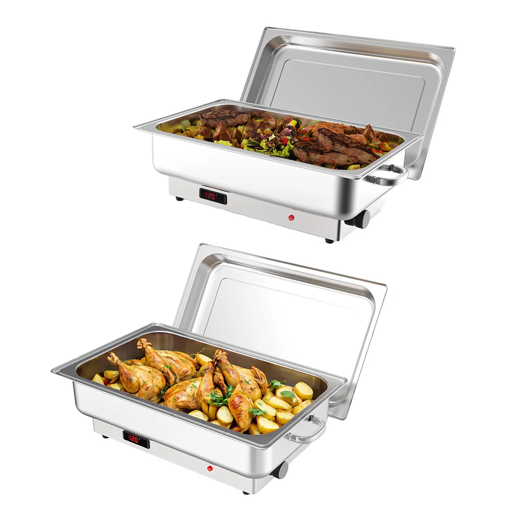 GARVEE 2-Pack Electric Chafing Dish Buffet Set - 9QT Stainless Steel Food Warmers with Temperature Control Display for Weddings, Parties & Catering Events