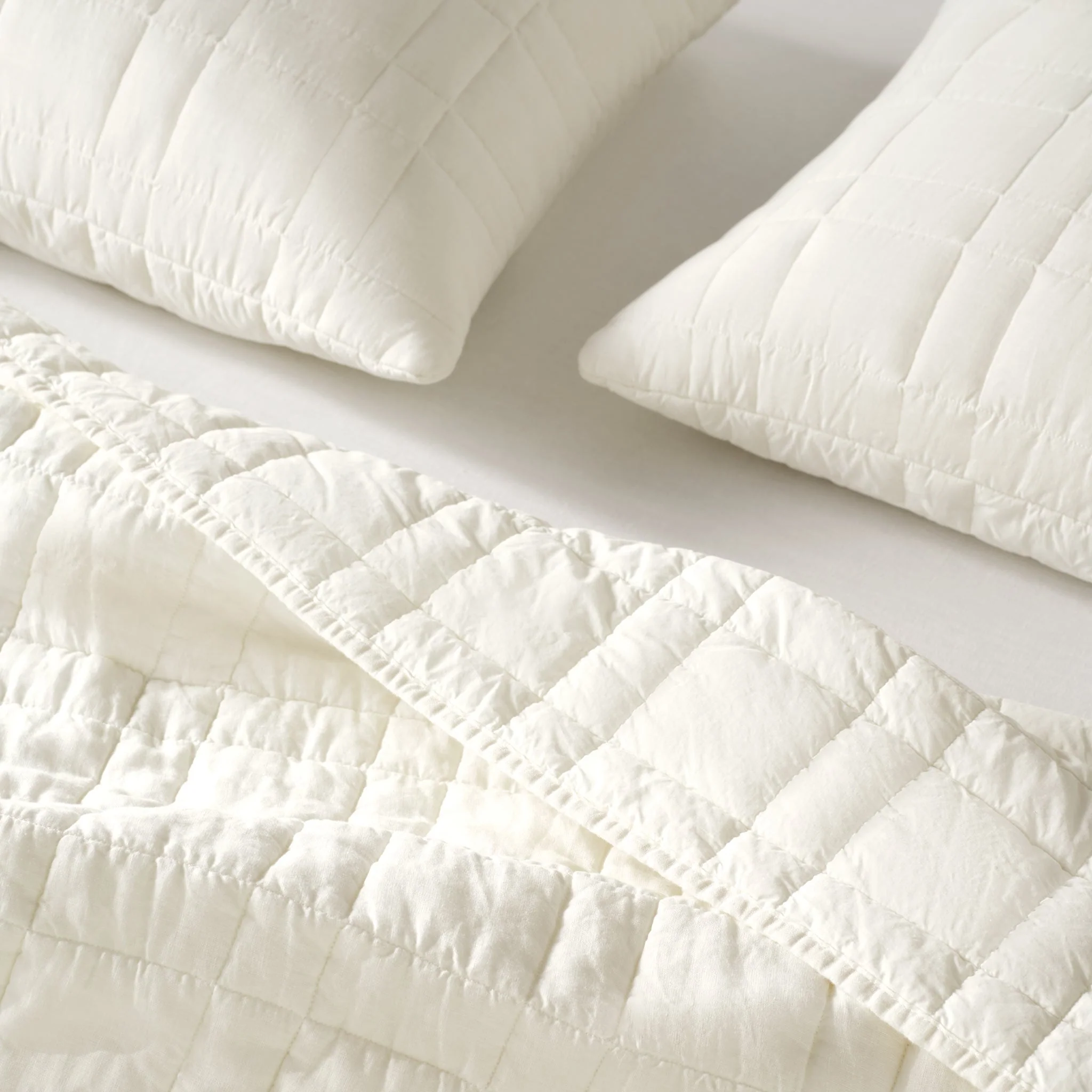 Washed European Linen Quilted Sham Set