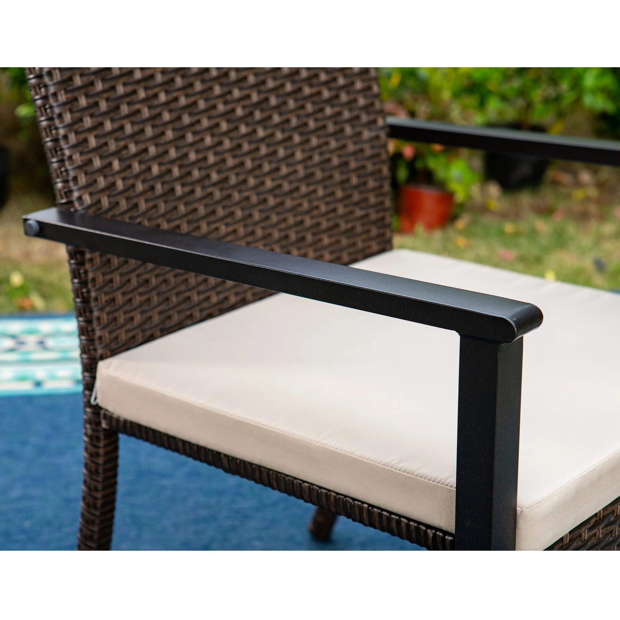 6-Person Patio Seating Group with Cushions, Black & Brown