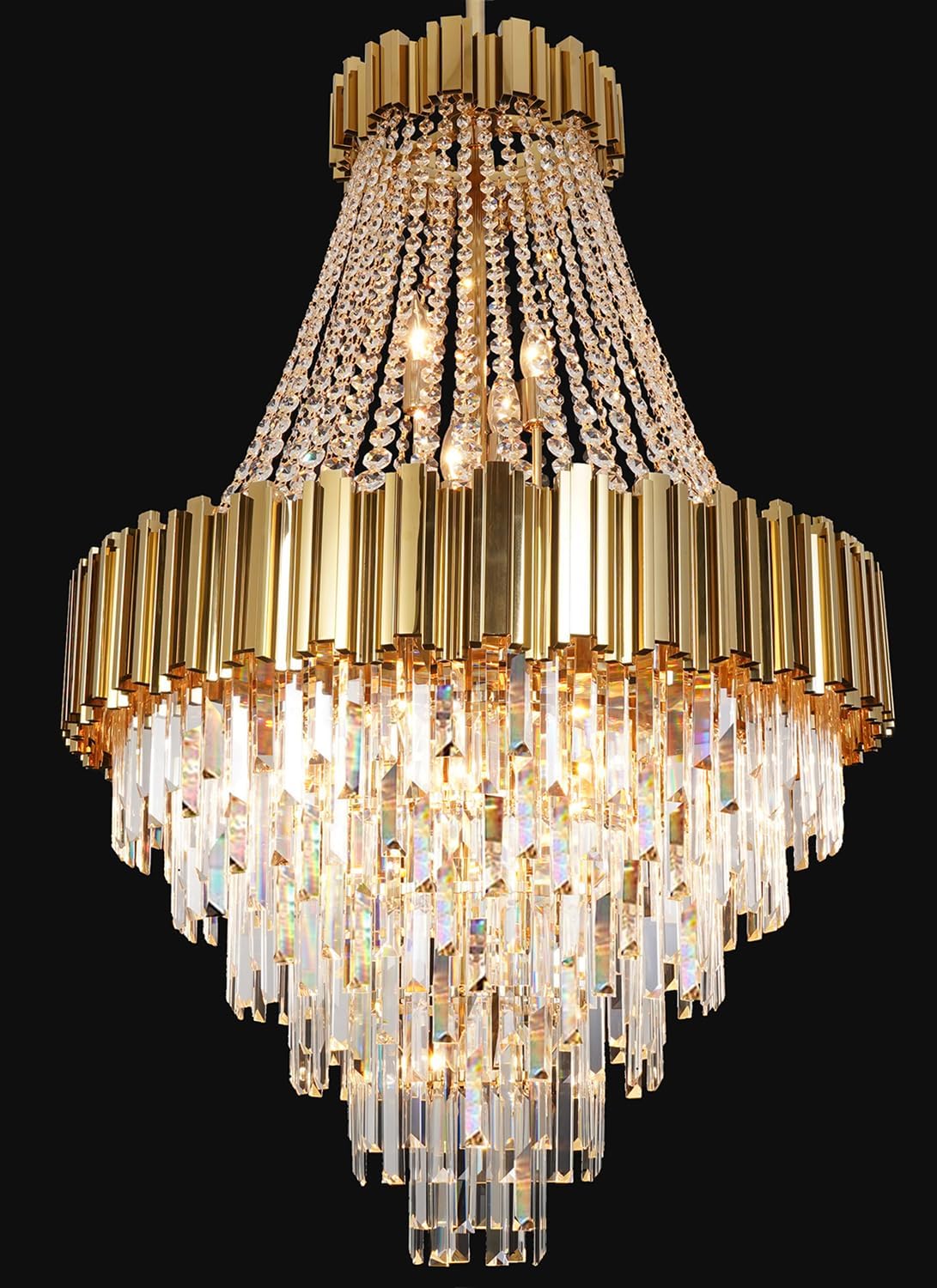 Crystal Chandeliers, Modern Big Pendant Light Fixture for Grand Living Room