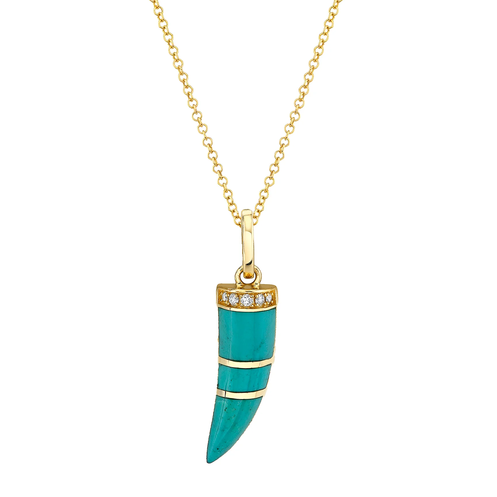 Horn Pendant - Turquoise / 14k Yellow Gold