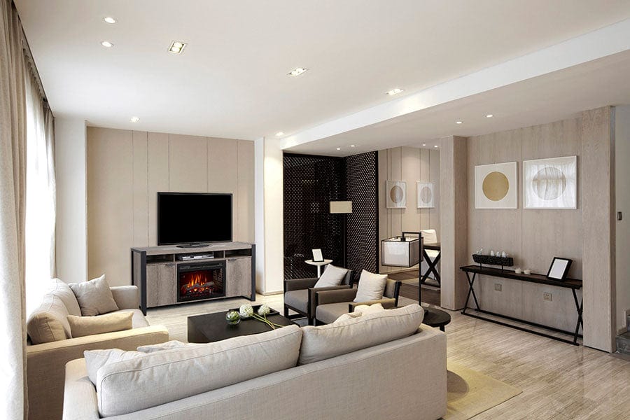 Pierre Electric Fireplace Entertainment Center in Steeltown