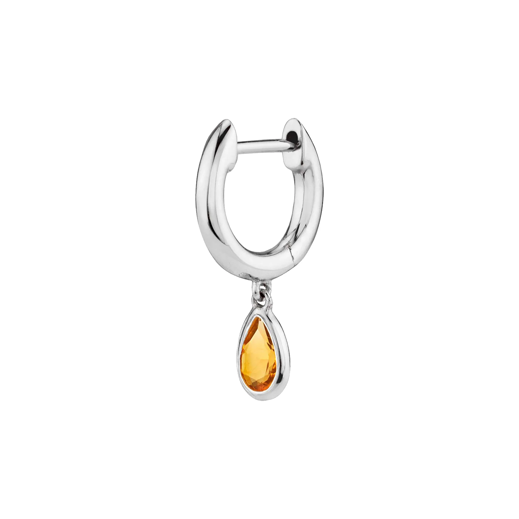 Teardrop Slim Hoop - Citrine / 14k White Gold
