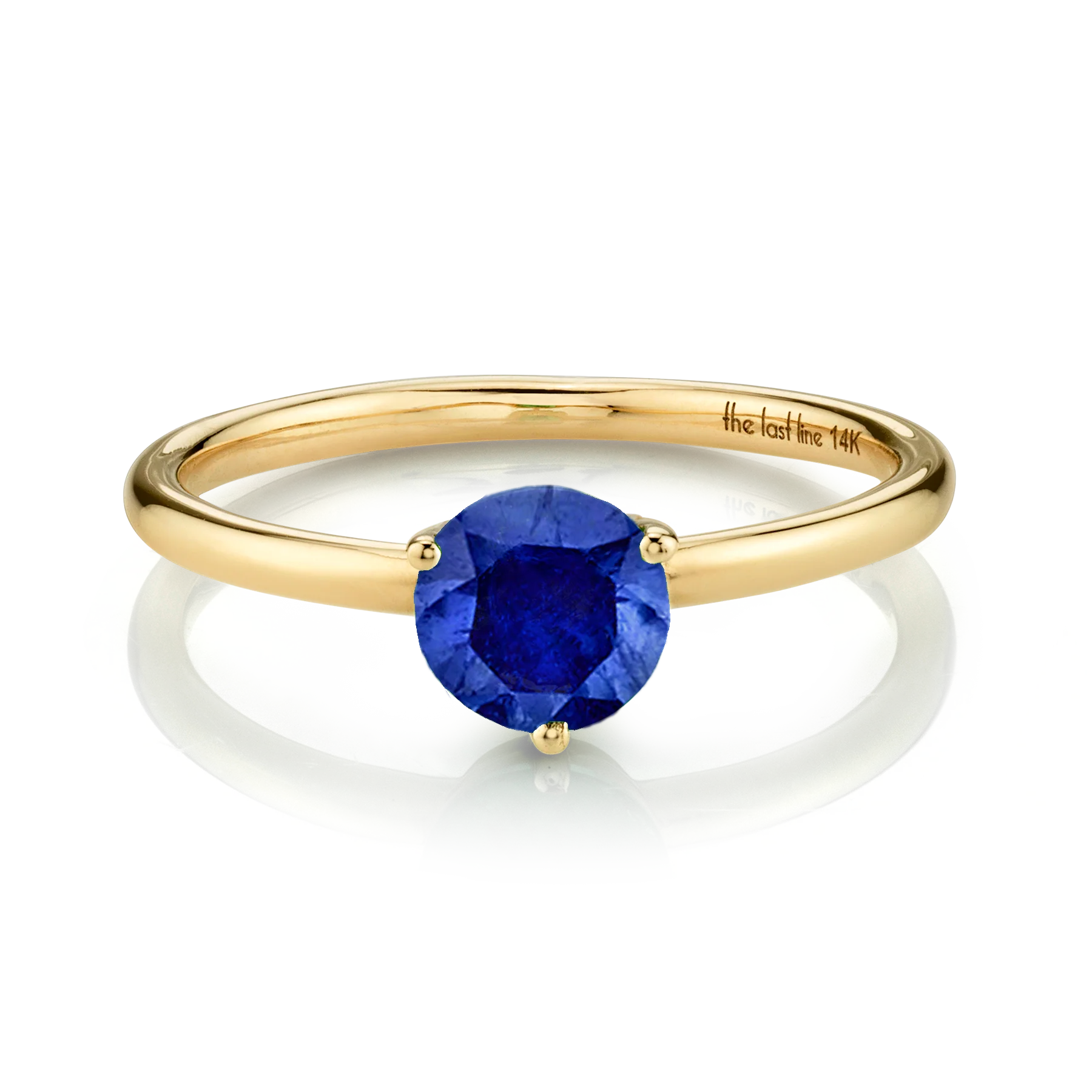Large Solitaire Ring - Blue Sapphire / 14k Yellow Gold
