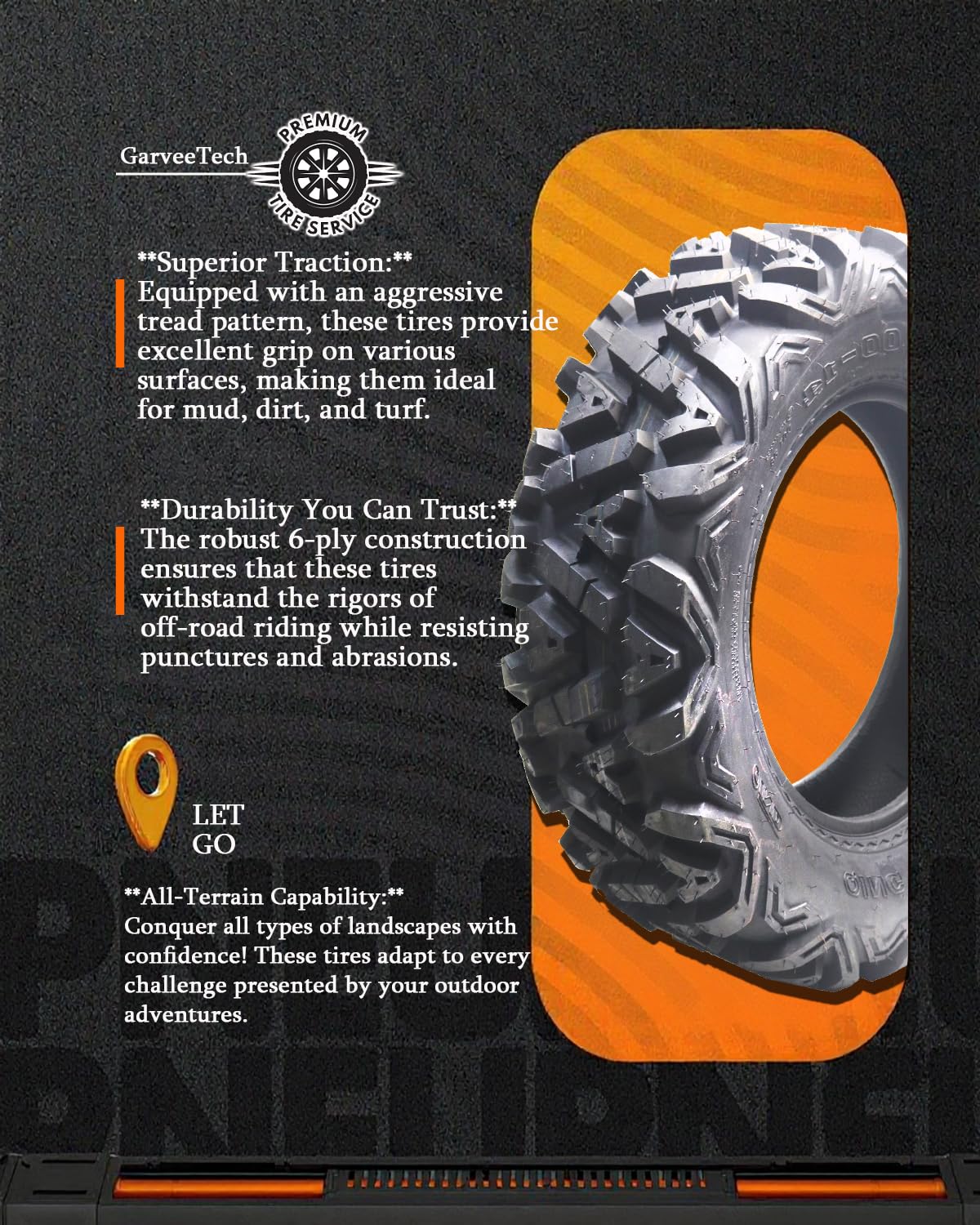 Garvee 2 Pack 27x11-14 ATV Tires 6 PR All-Terrain Tubeless Off-Road Tires for Trail Sand Mud, Durable Rubber, Excellent Grip