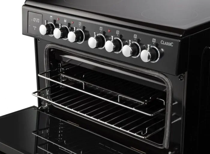 Rangemaster 128100 Classic 60cm Ceramic Cooker - BLACK/CHROME | CLA60ECBL/C