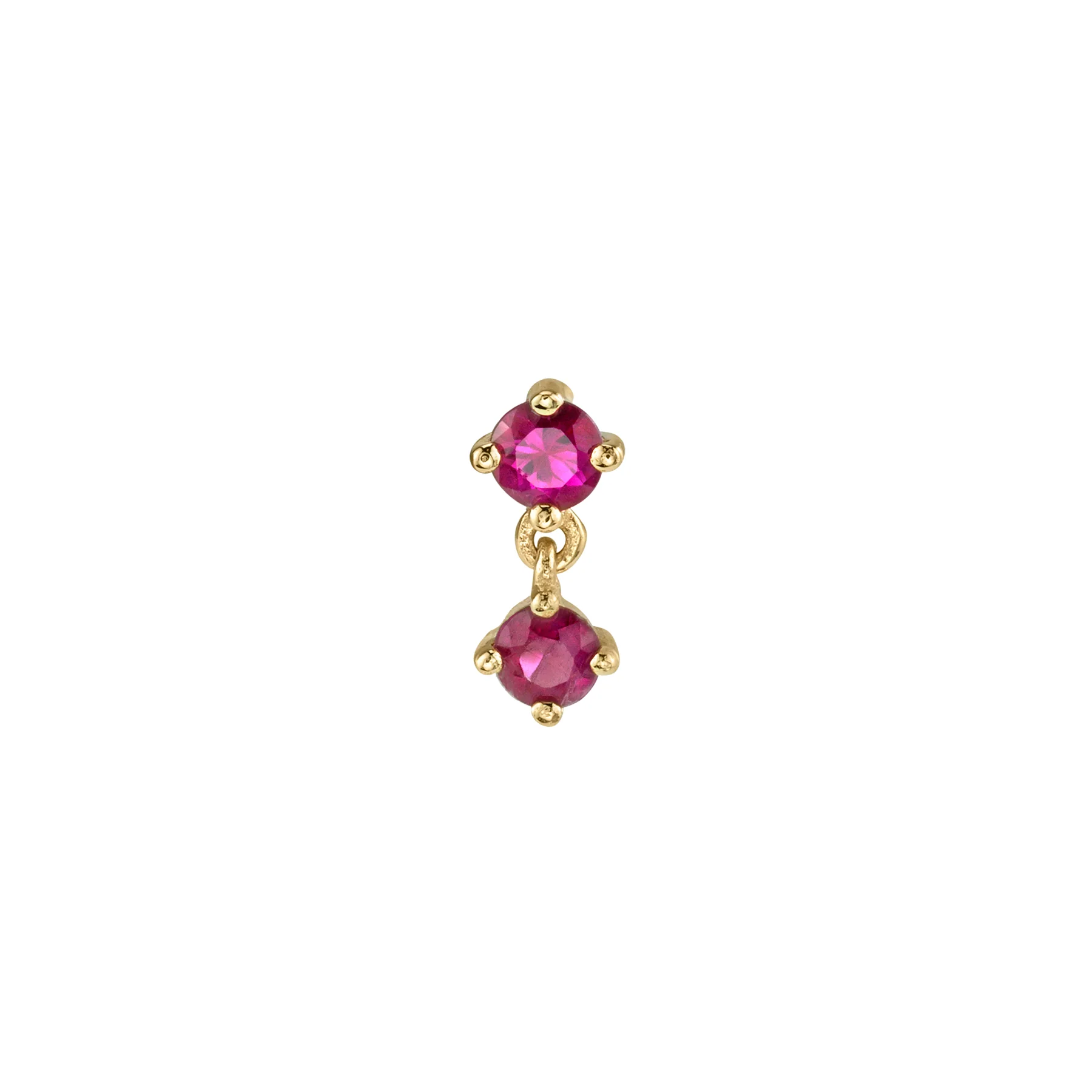 Double Droplet Stud - Ruby / 14k Yellow Gold