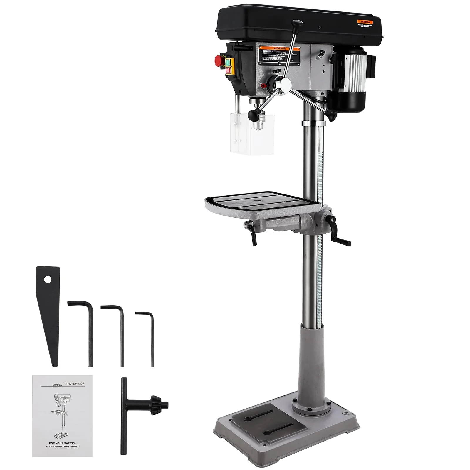 Garvee 17 Inch 12A Floor Drill Press, Swing Guard, 200-3630 RPM