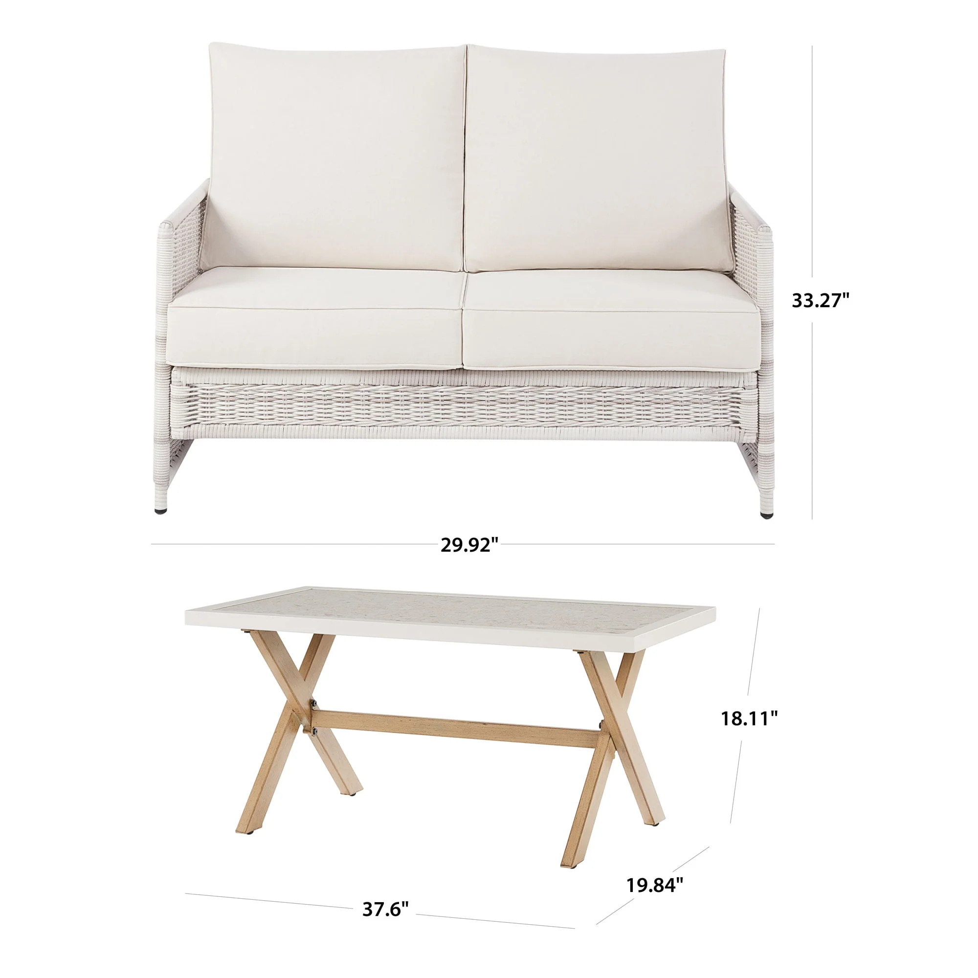 4-Piece Wicker Outdoor Conversation Set, Chair and Loveseat