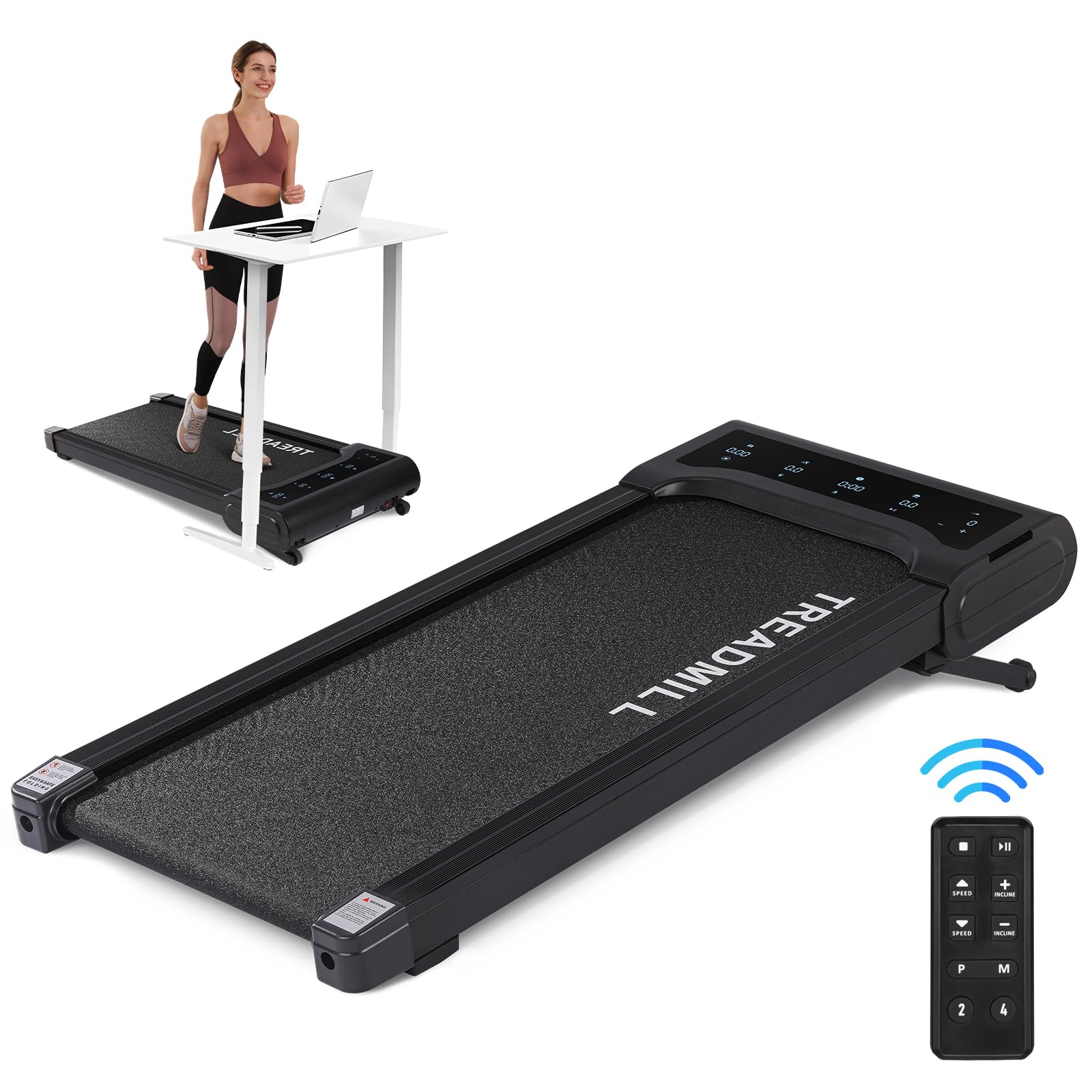 Garvee 2 in 1 Portable Walking Treadmill, Walking Pad for Home, 2.5HP Low Noise Treadmill with Remote Control, Walking Jogging Machine in LED Display,16.5 x 41.3 in Running Belt, Black