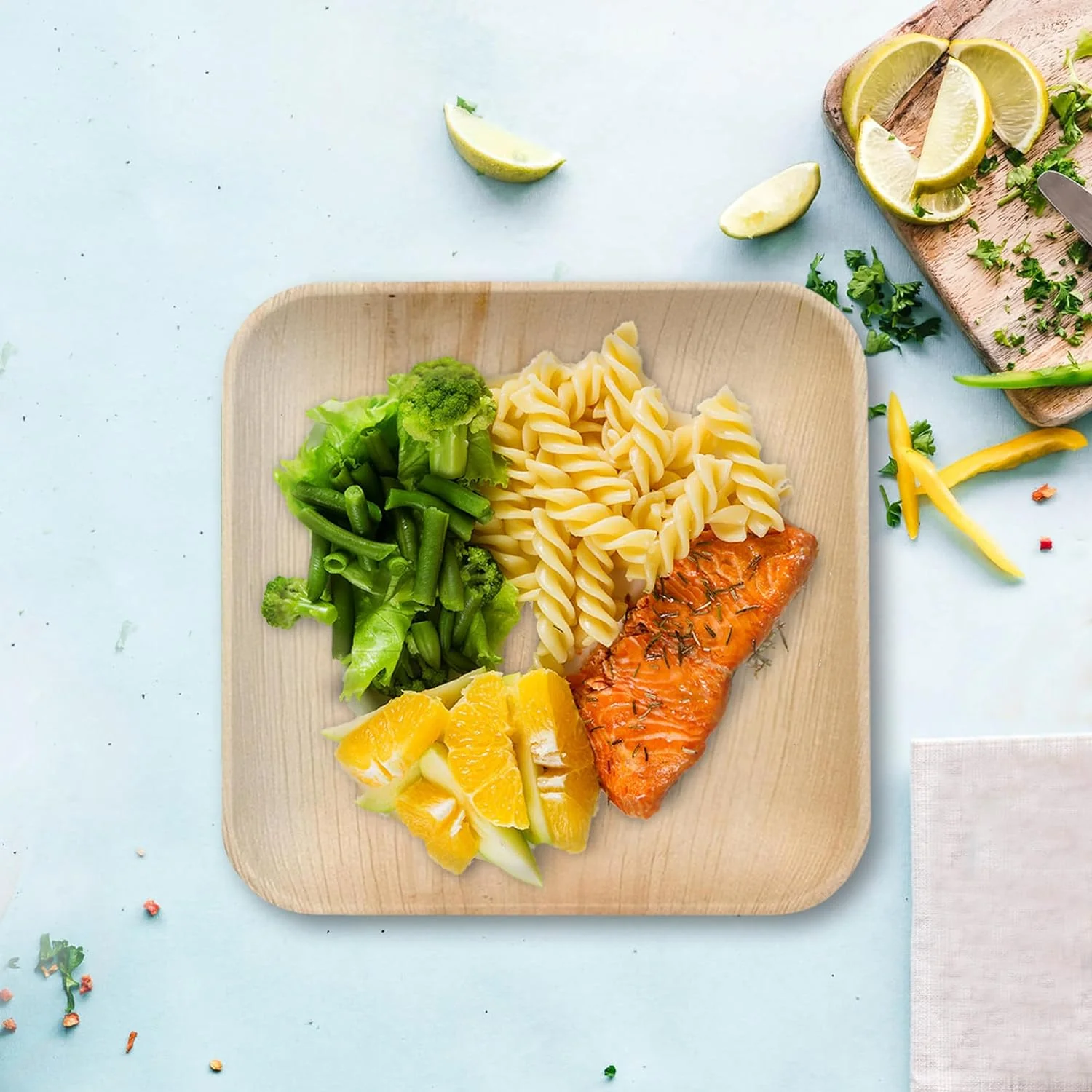 Compostable Palm Leaf Plates Like Bamboo Plates Disposable - 8 Inches Square Plates