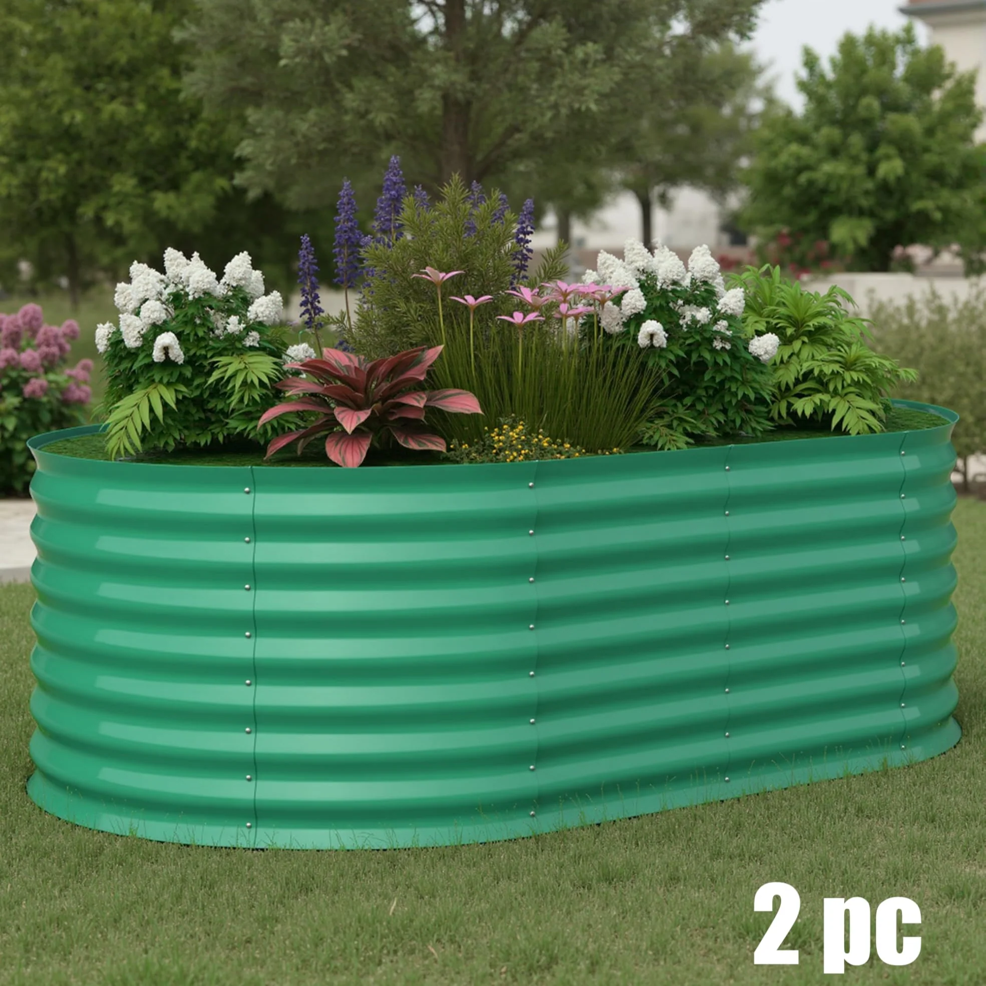 Garvee 2 Pcs 6' X 3' X 2' Galvanized Steel Raised Garden Beds, Outdoor Deep Planter Box Kit with Tool-Free Assembly, Rust-Resistant Green Coated Design for Vegetables, Flowers & Herbs