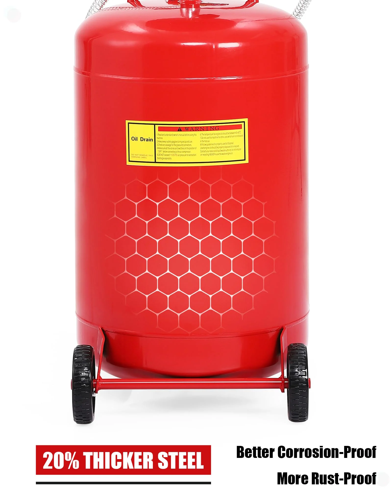 Garvee 18 Gallon Portable Oil Drain Tank, Air Operated & Adjustable Funnel Height with Wheel for Cars Trucks Suvs, Red