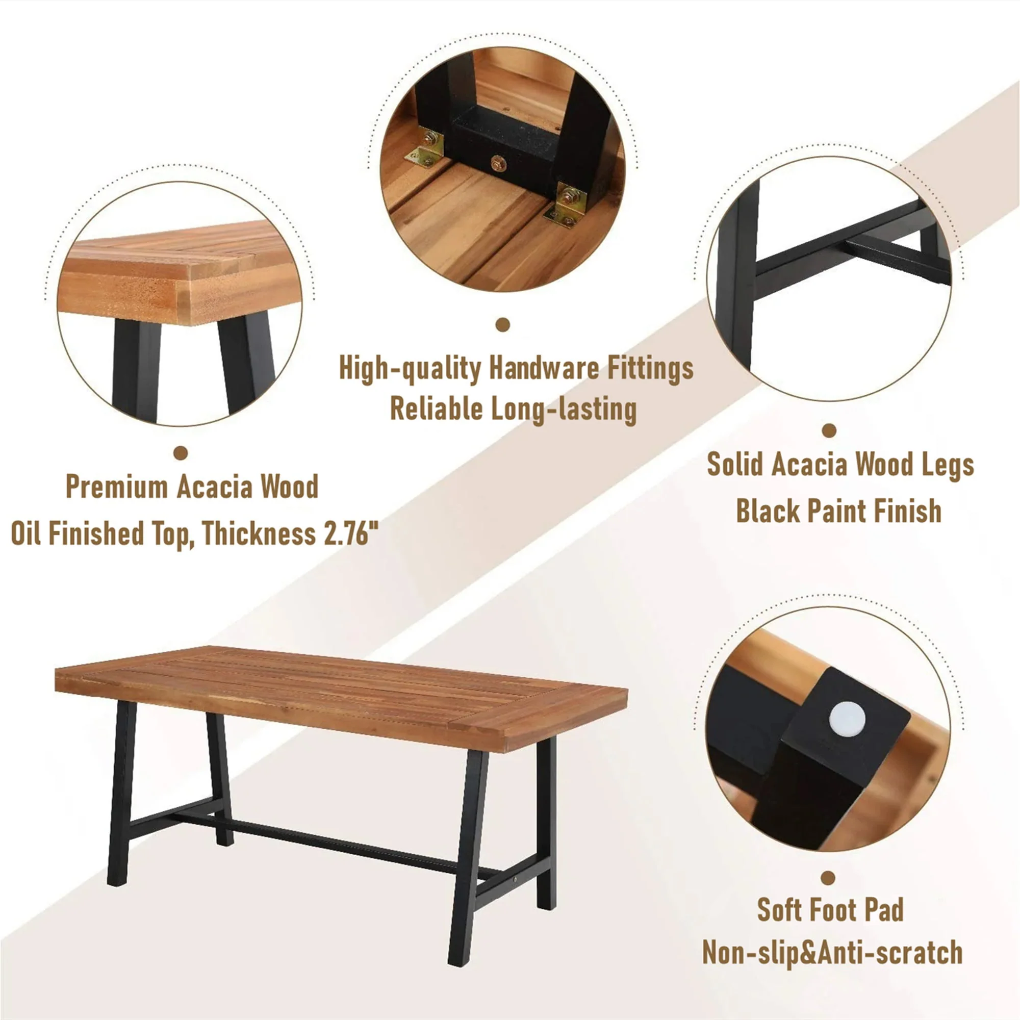 6-Person Patio Seating Group with Cushions, Black & Brown