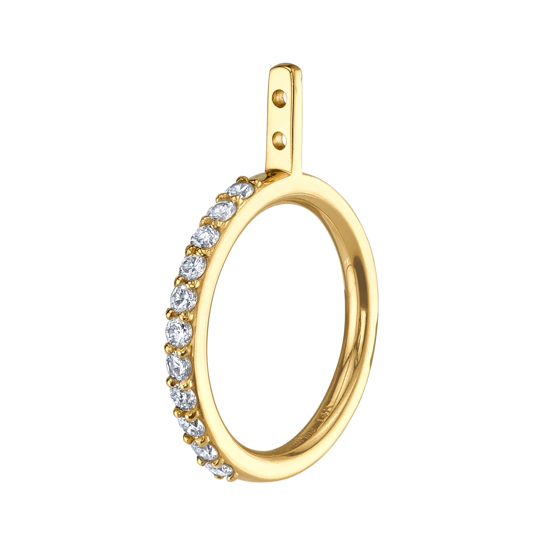 Hoop Ear Jacket - White Diamond / 14k Yellow Gold