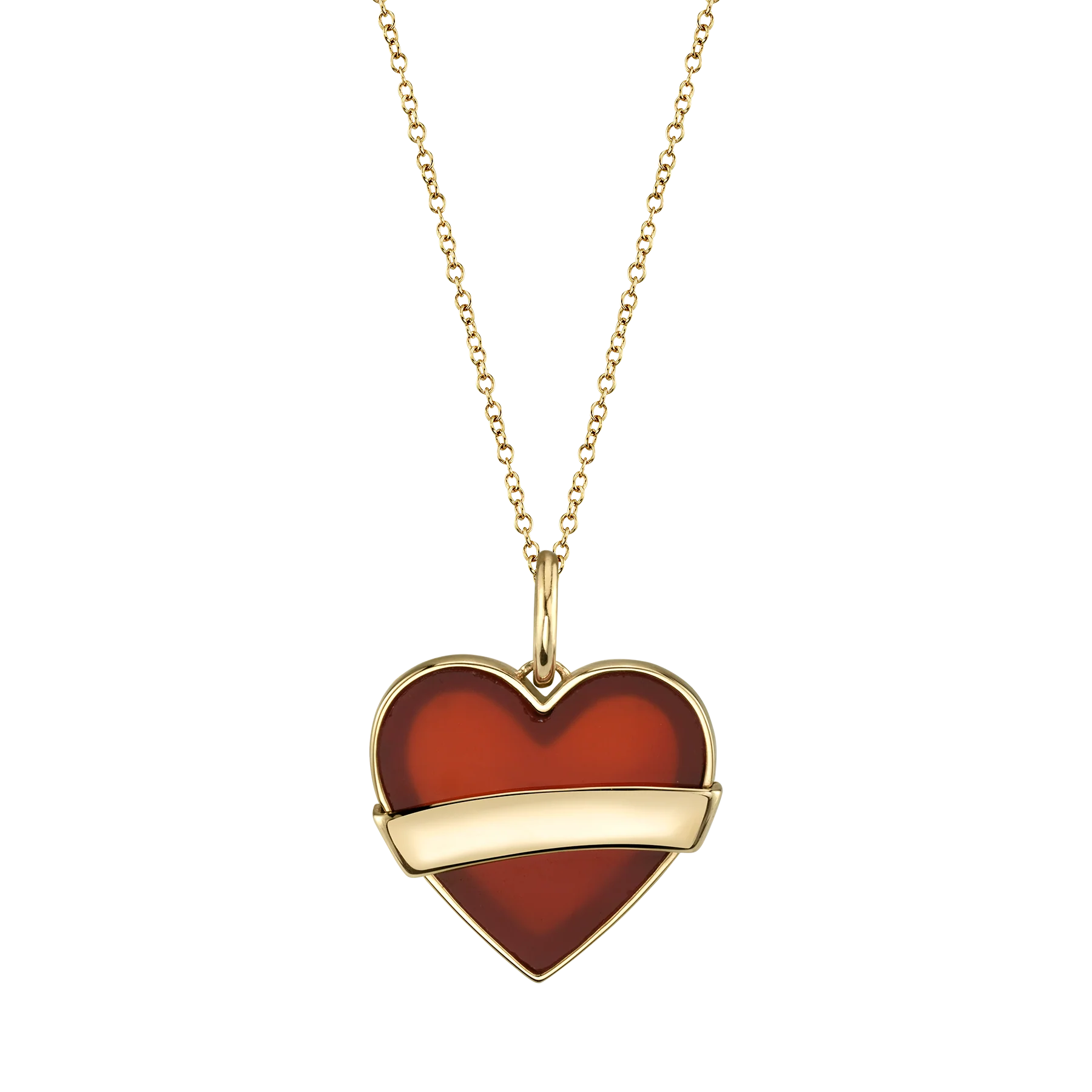 Tattoo Heart Pendant - Carnelian / 14k Yellow Gold