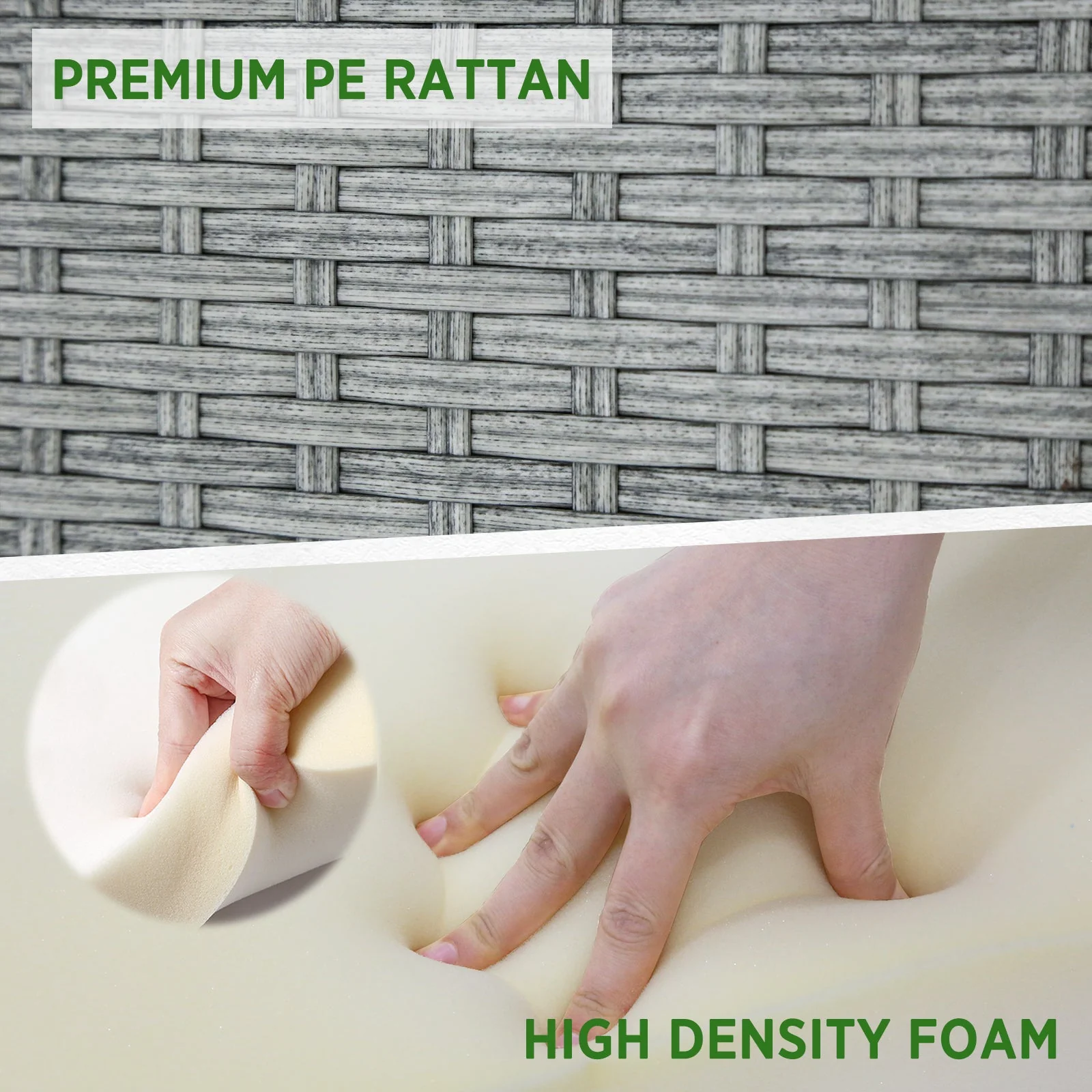 5 Piece Outdoor Wicker Patio Furniture Set with Fire Table, PE Rattan Sectional Conversation Sofa Set with Seating for 4 People