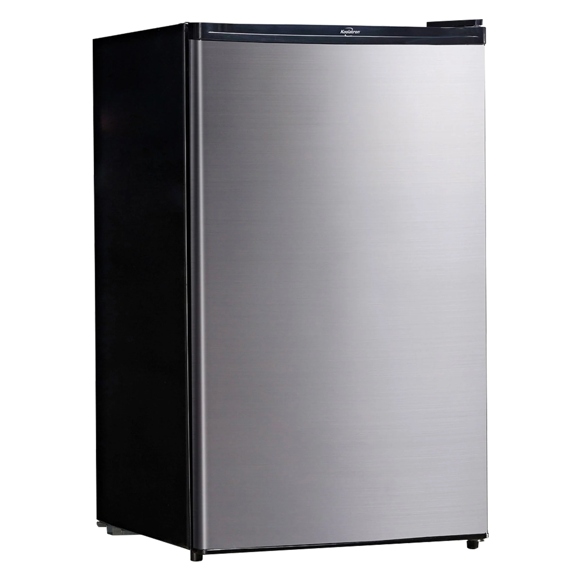 Koolatron Stainless Steel Compact Fridge with Freezer, 4.4 cu ft (124L), Silver & Black, Flat Back, Removable Shelves, For Snacks, Frozen Meals, Beverages, Beer, Den, Dorm, Office, Rec Room, Home Bar