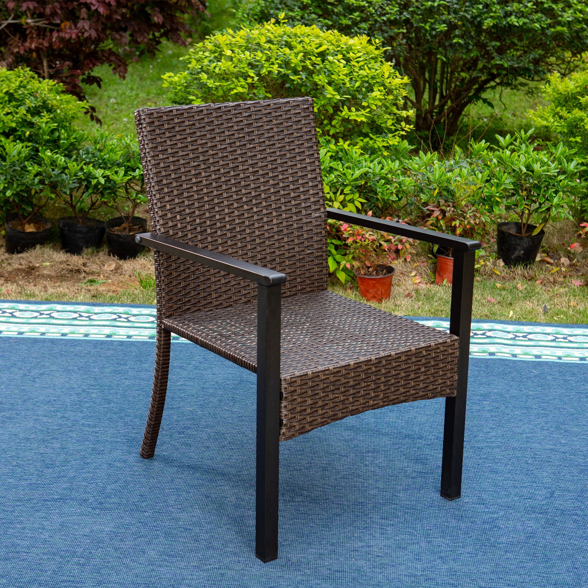 6-Person Patio Seating Group with Cushions, Black & Brown