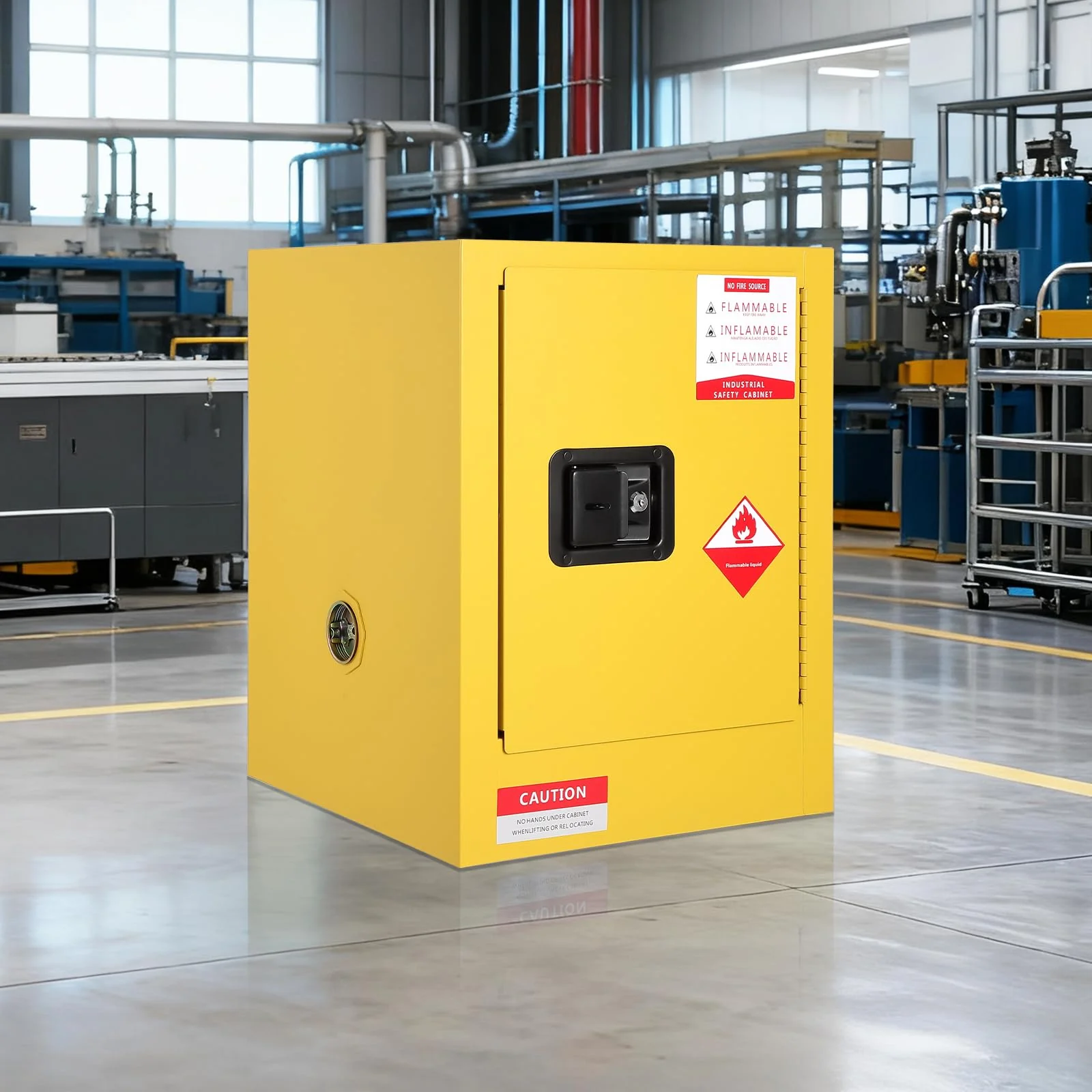 Garvee 2 Gallon Flammable Storage Cabinet Cold-Rolled Steel Fire Resistant Spill Tray Ventilation Grounding Adjustable Shelf Workshop Garage