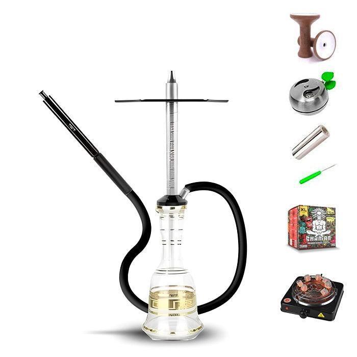 HJ SAOCCA Hookah with Bohemian Base Shisha Set - Silver Black