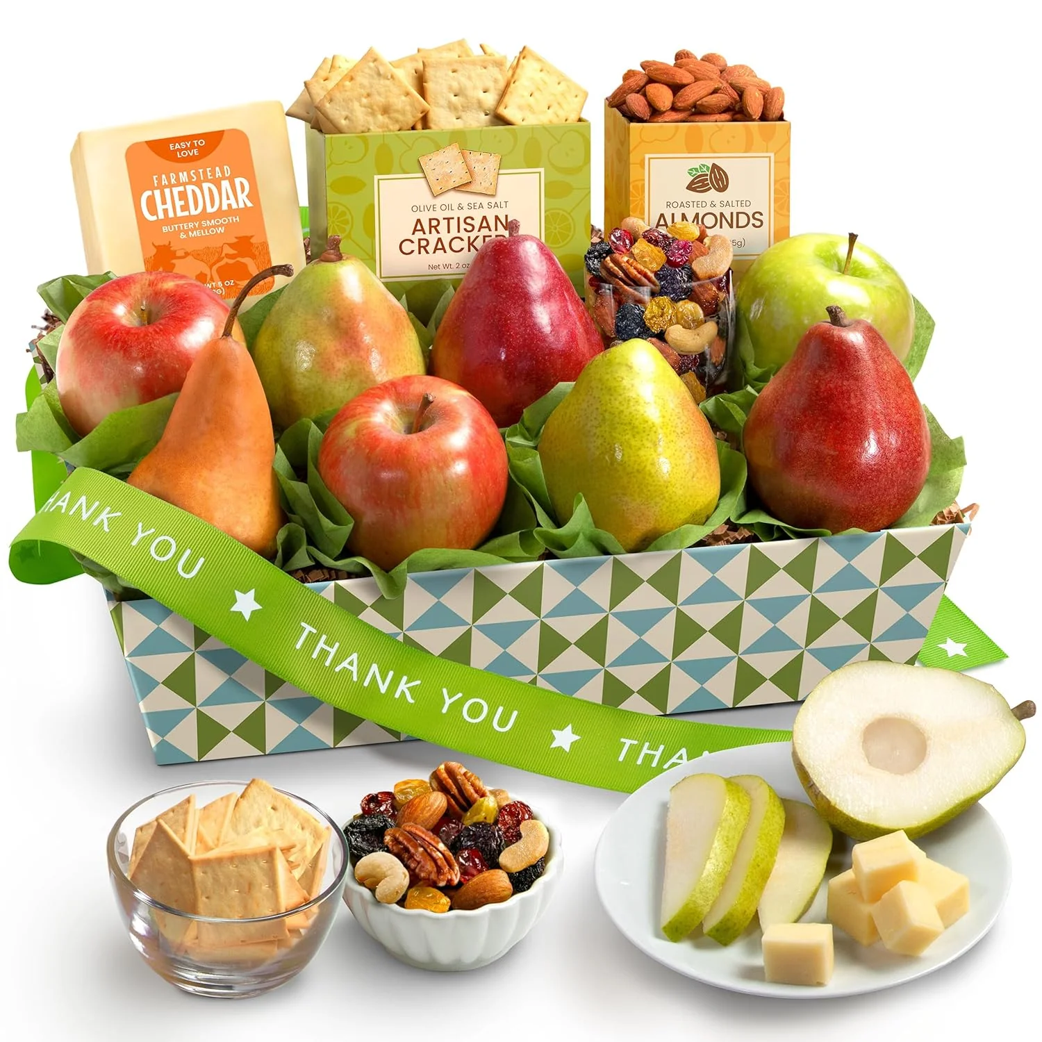 Happy Holidays Fresh Fruit Basket with Cheese and Nuts