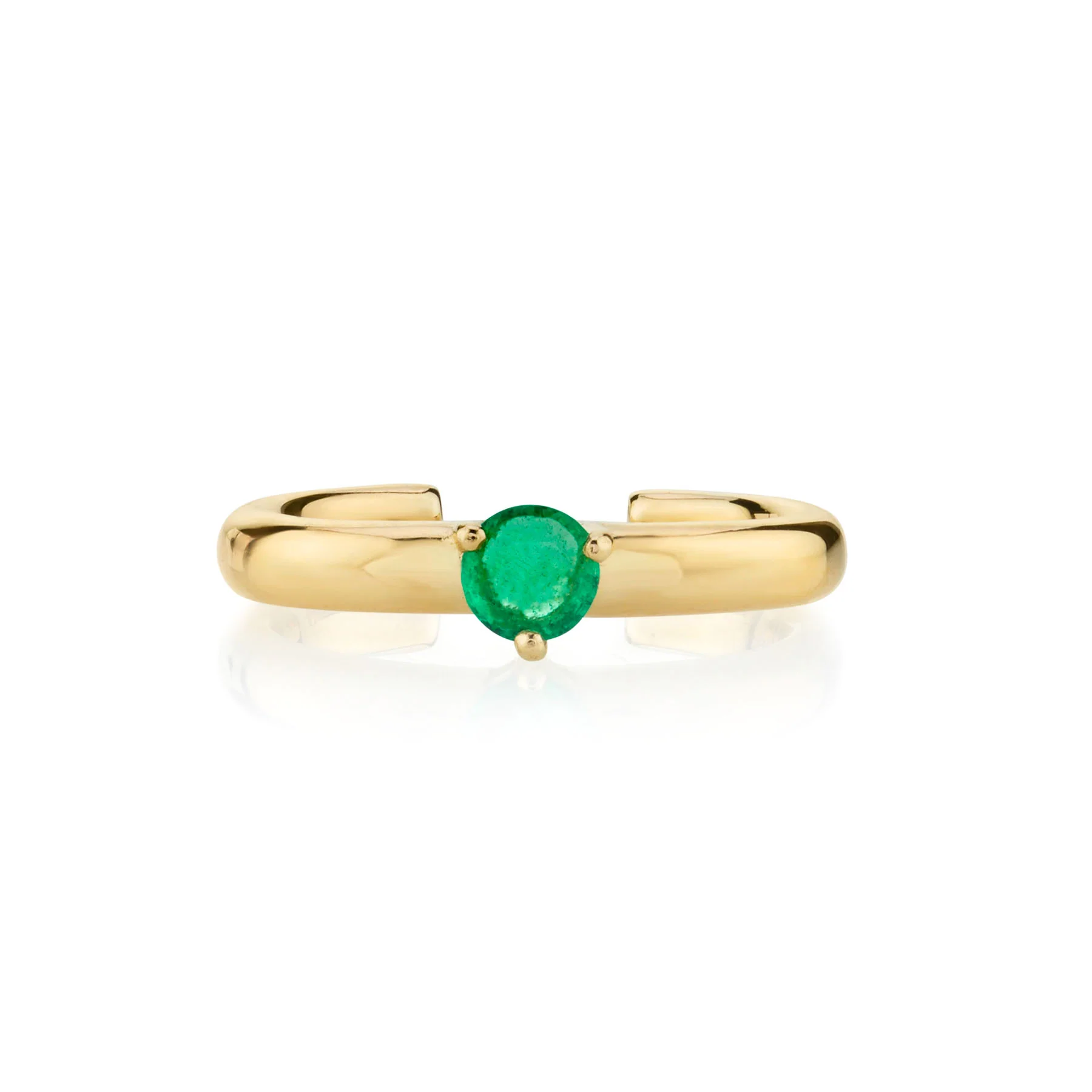 Solitaire Ear Cuff - Emerald / 14k Yellow Gold
