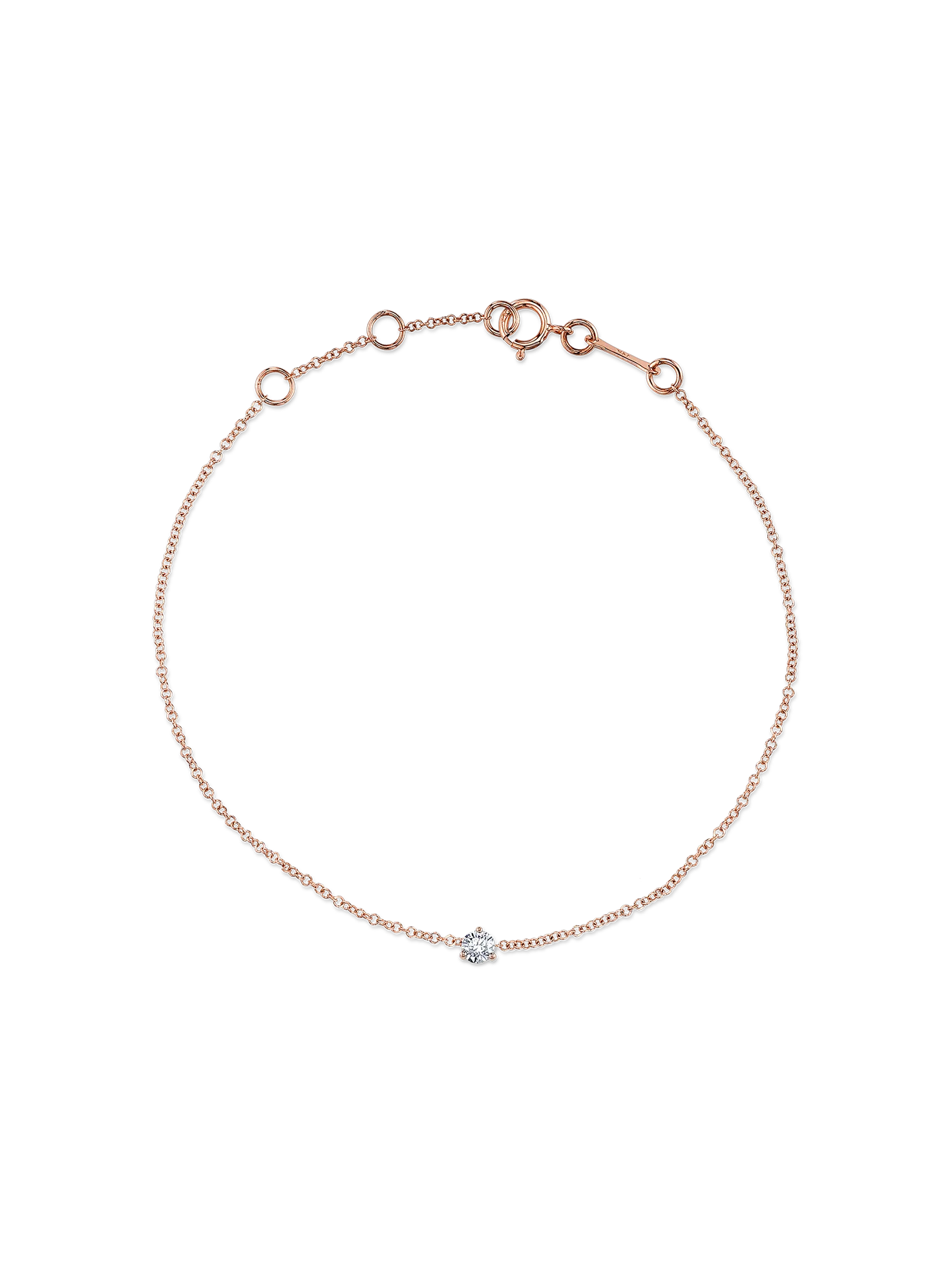 Solitaire Chain Bracelet - White Diamond / 14k Rose Gold