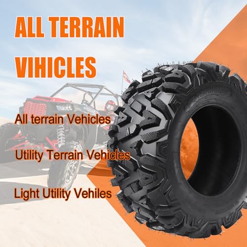 Garvee 19x7-8 ATV Tires Set of 2, All Terrain 4PR Quad UTV Go Kart Golf Cart Off-Road Mud Trail Tire, Durable 4-Ply, Enhanced Shoulder Traction, Black