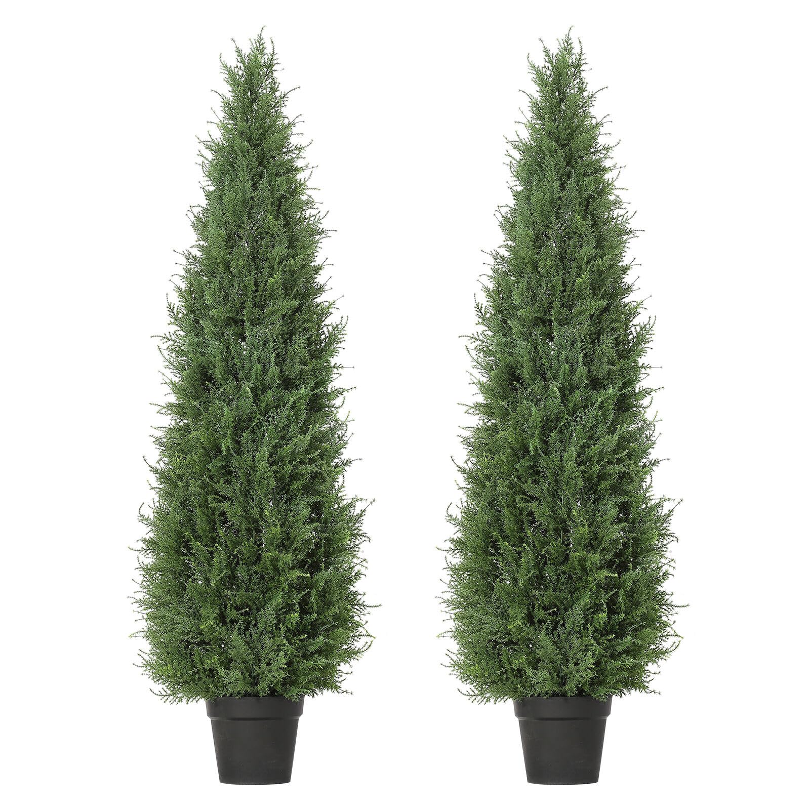 Garvee 2 PCS 4ft Artificial Cedar Topiary Trees in UV Resistant Design with Weighted Base for Porch, Patio, Wedding