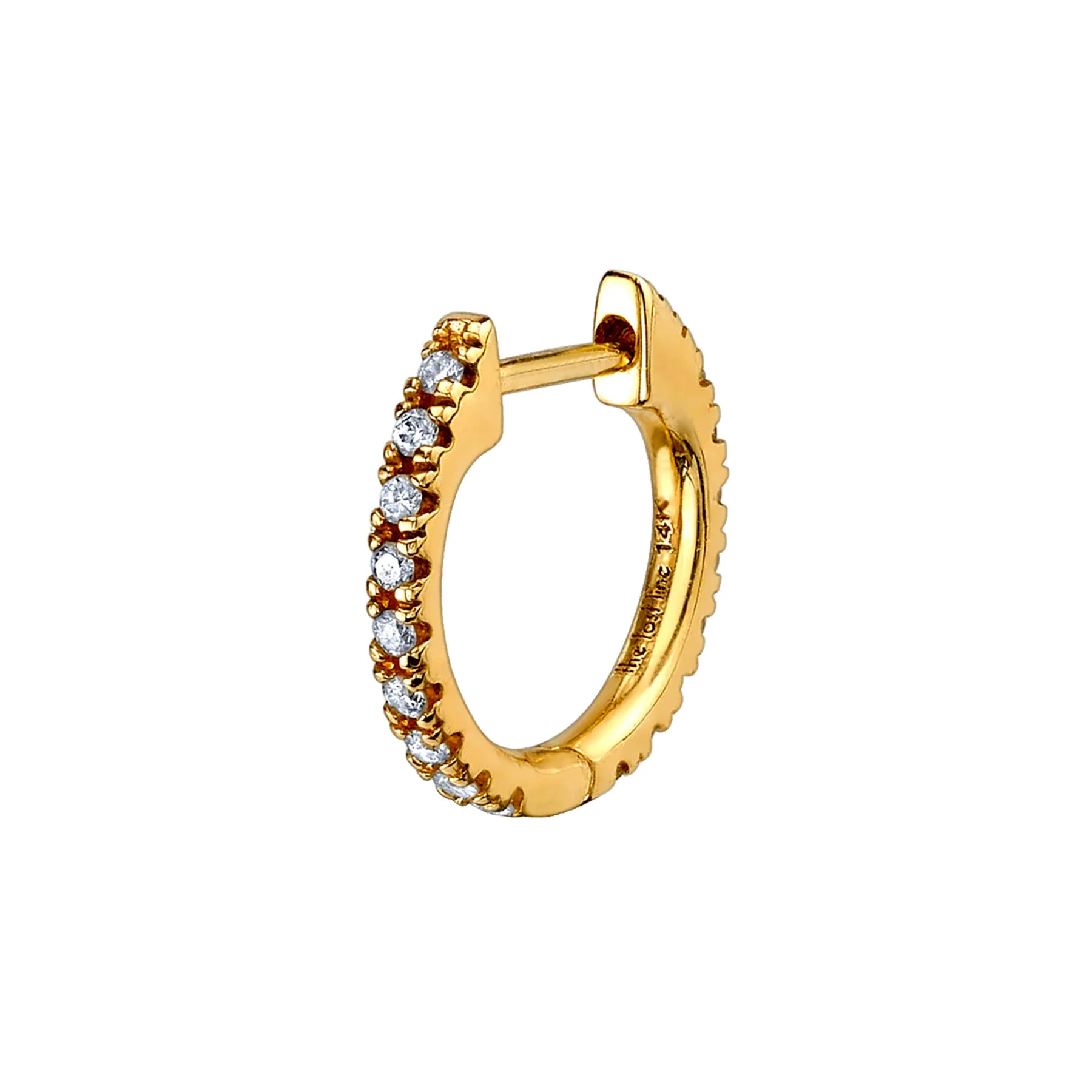 The Large Huggie - White Diamond / 14k Yellow Gold