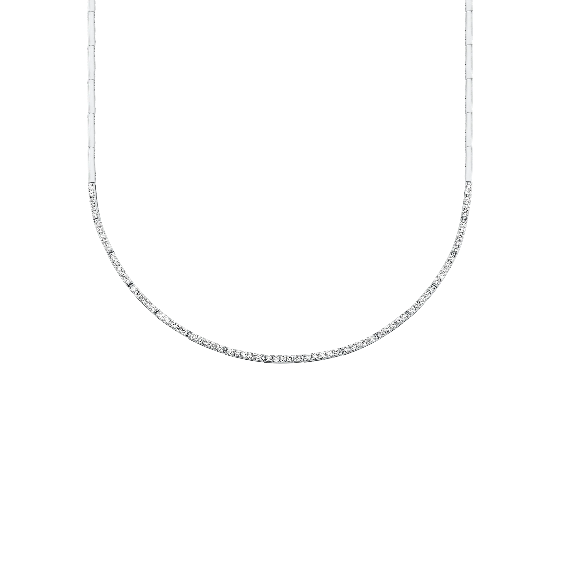 Crescent Eternity Necklace - White Diamond / 14k White Gold