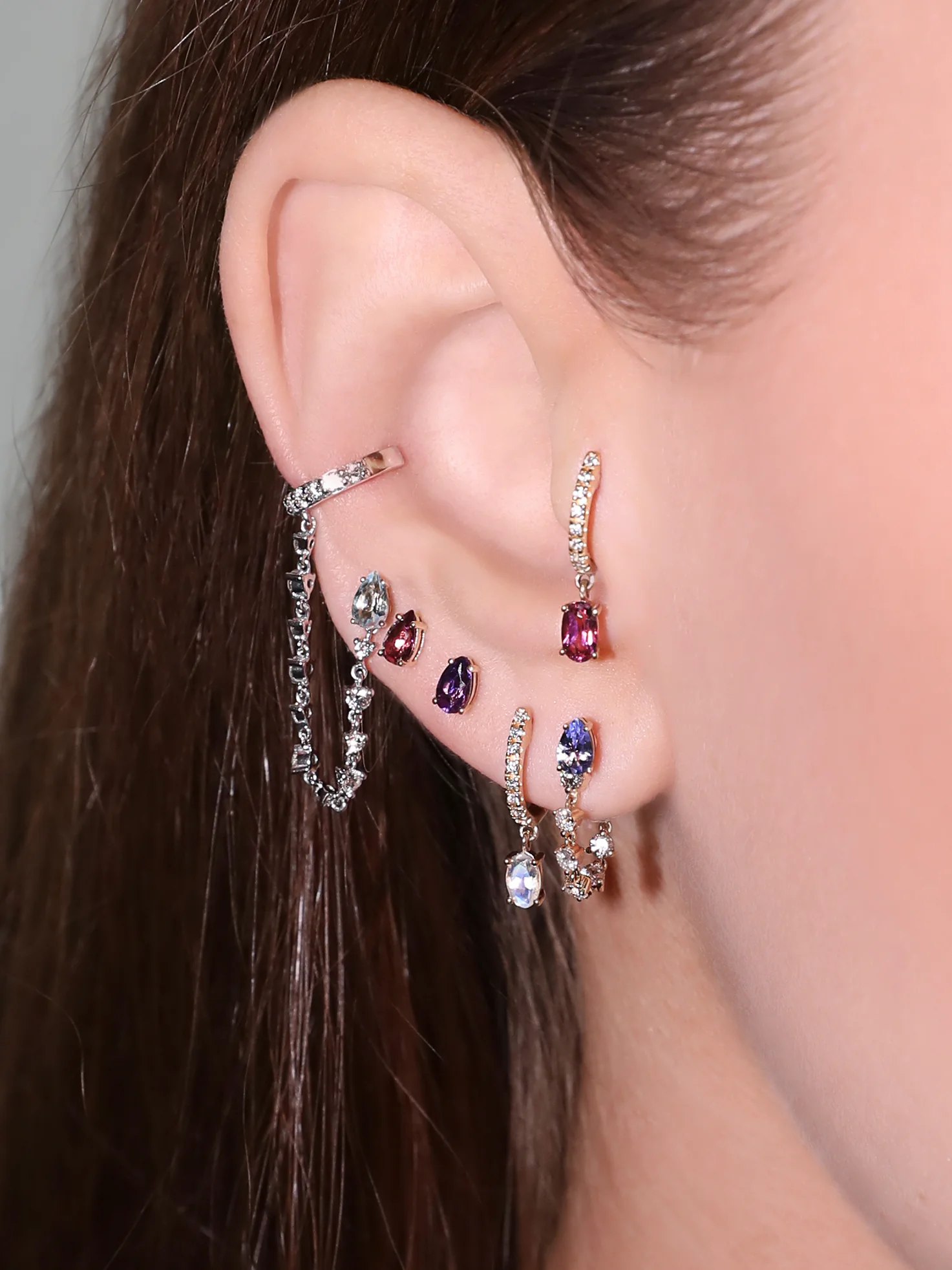 Pear Stud Earring -  Tanzanite / 14k Yellow Gold