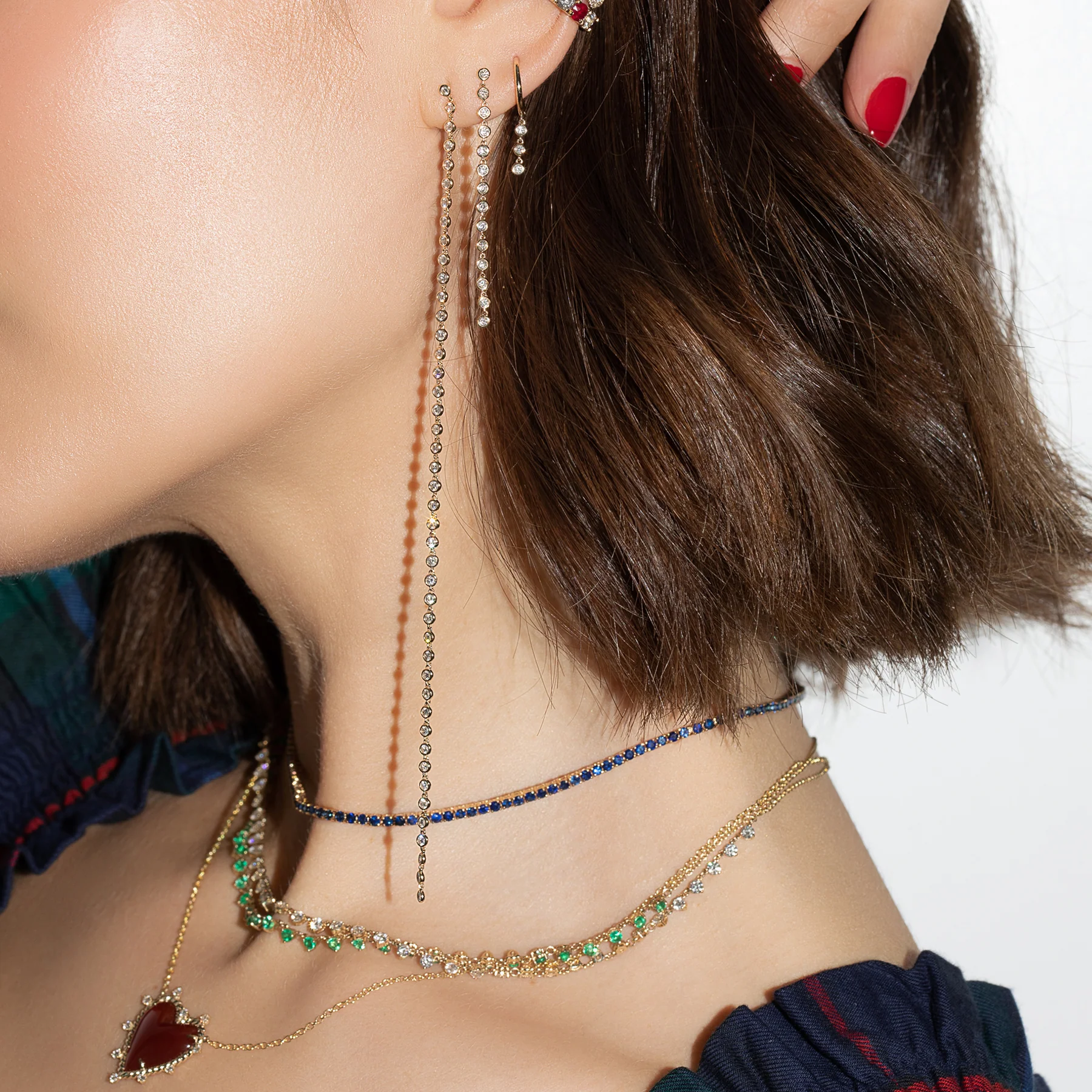 Bezel Drop Earring - White Diamond / 14k Yellow Gold