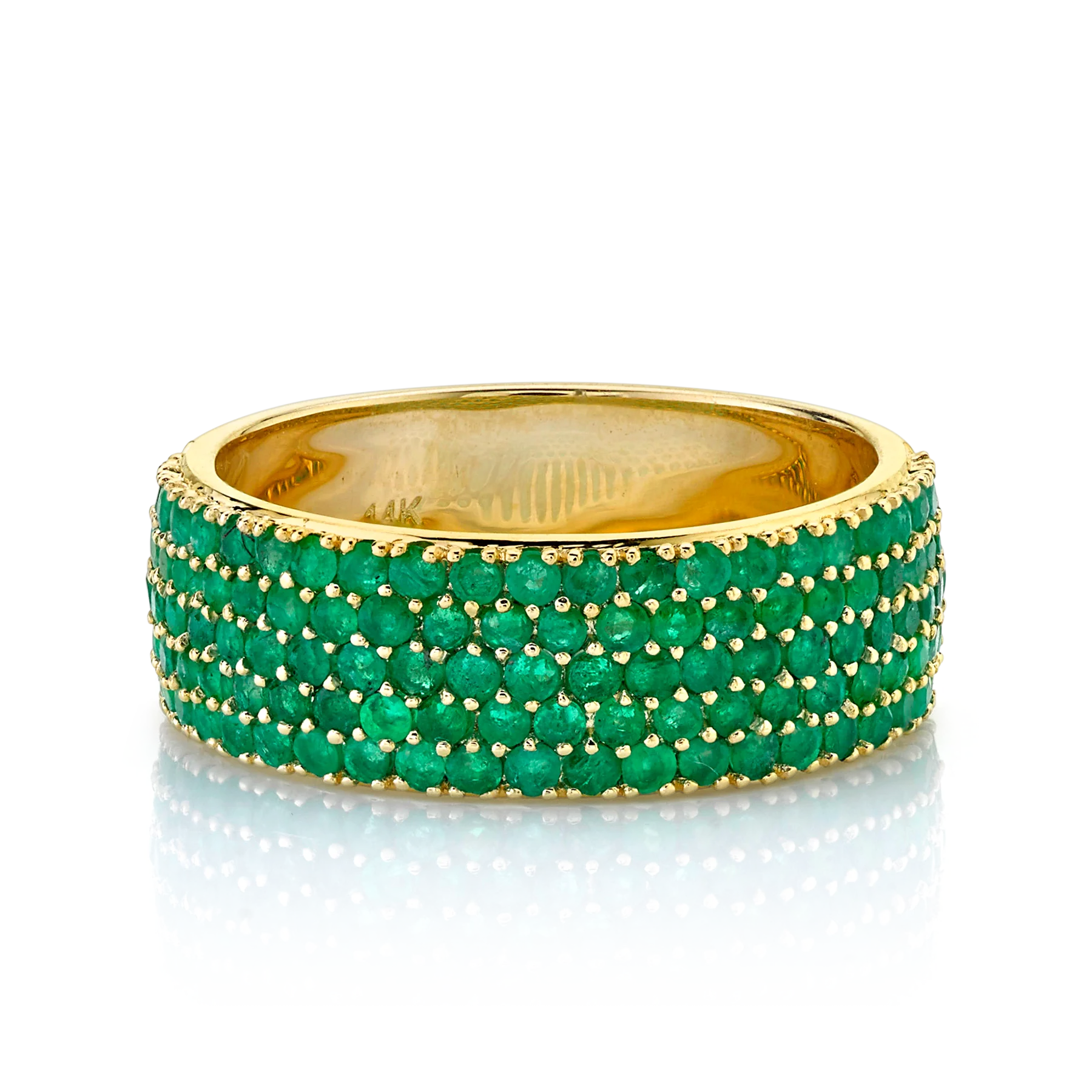 Medium Cigar Band - Emerald / 14k Yellow Gold