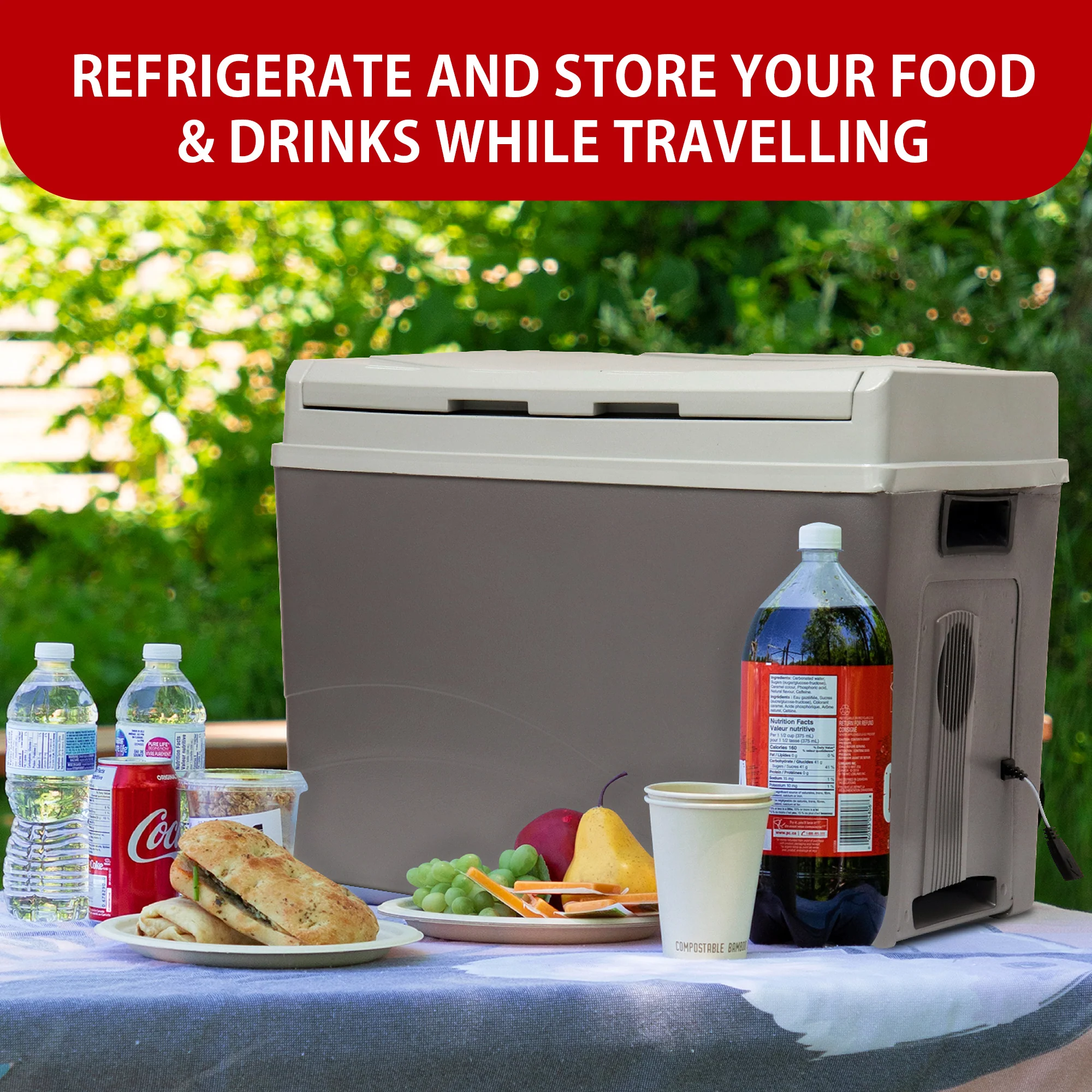 Koolatron 12V Electric Cooler/Warmer, 38L (40qt) Thermoelectric Car Fridge, Reversible Door, 12 Volt DC Connection, Plug In Iceless Portable Refrigerator, For Work Travel Vehicle Truck RV, Gray