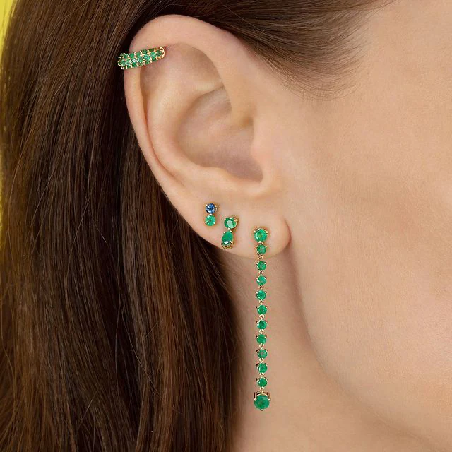 Teardrop Stud - Emerald / 14k Yellow Gold