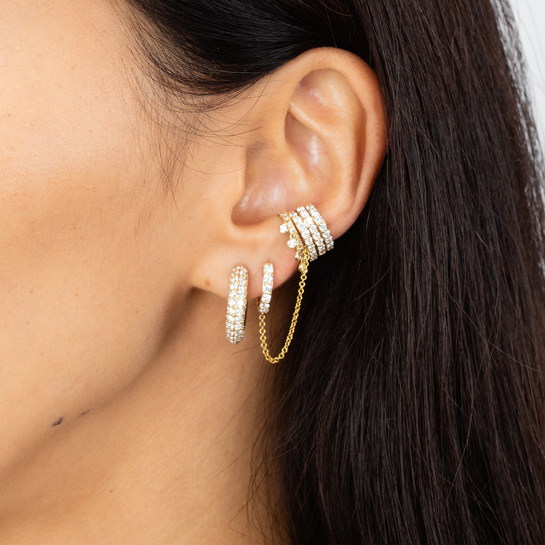 Perfect Ear Cuff - White Diamond / 14k Yellow Gold