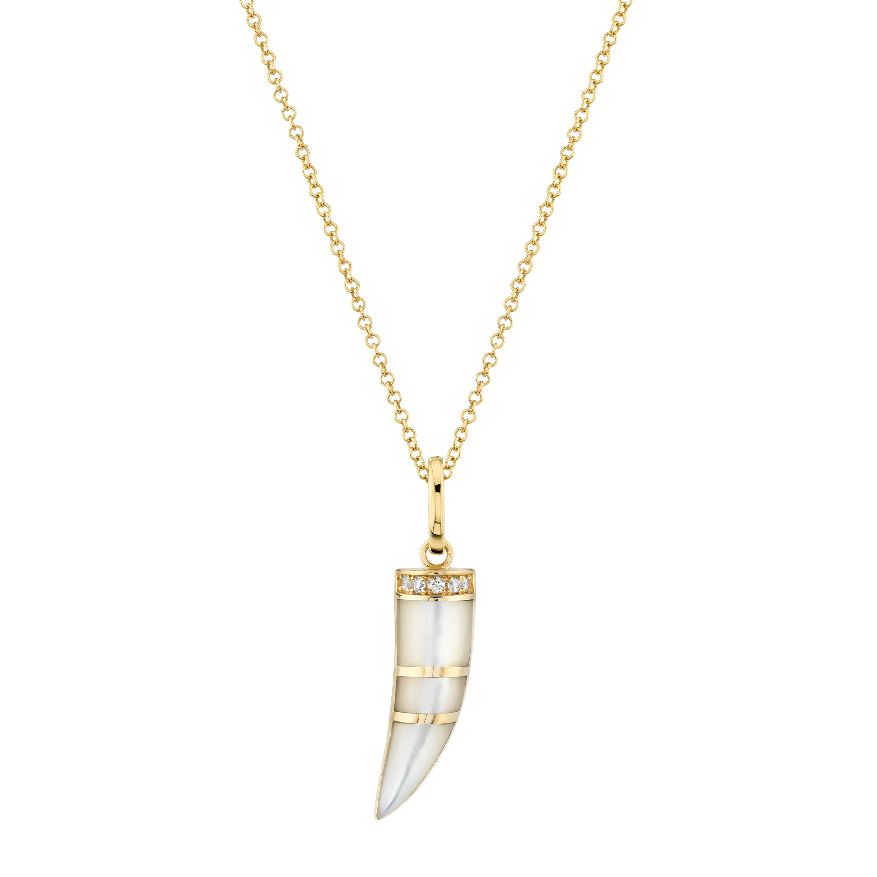 Horn Pendant - Mother of Pearl / 14k Yellow Gold